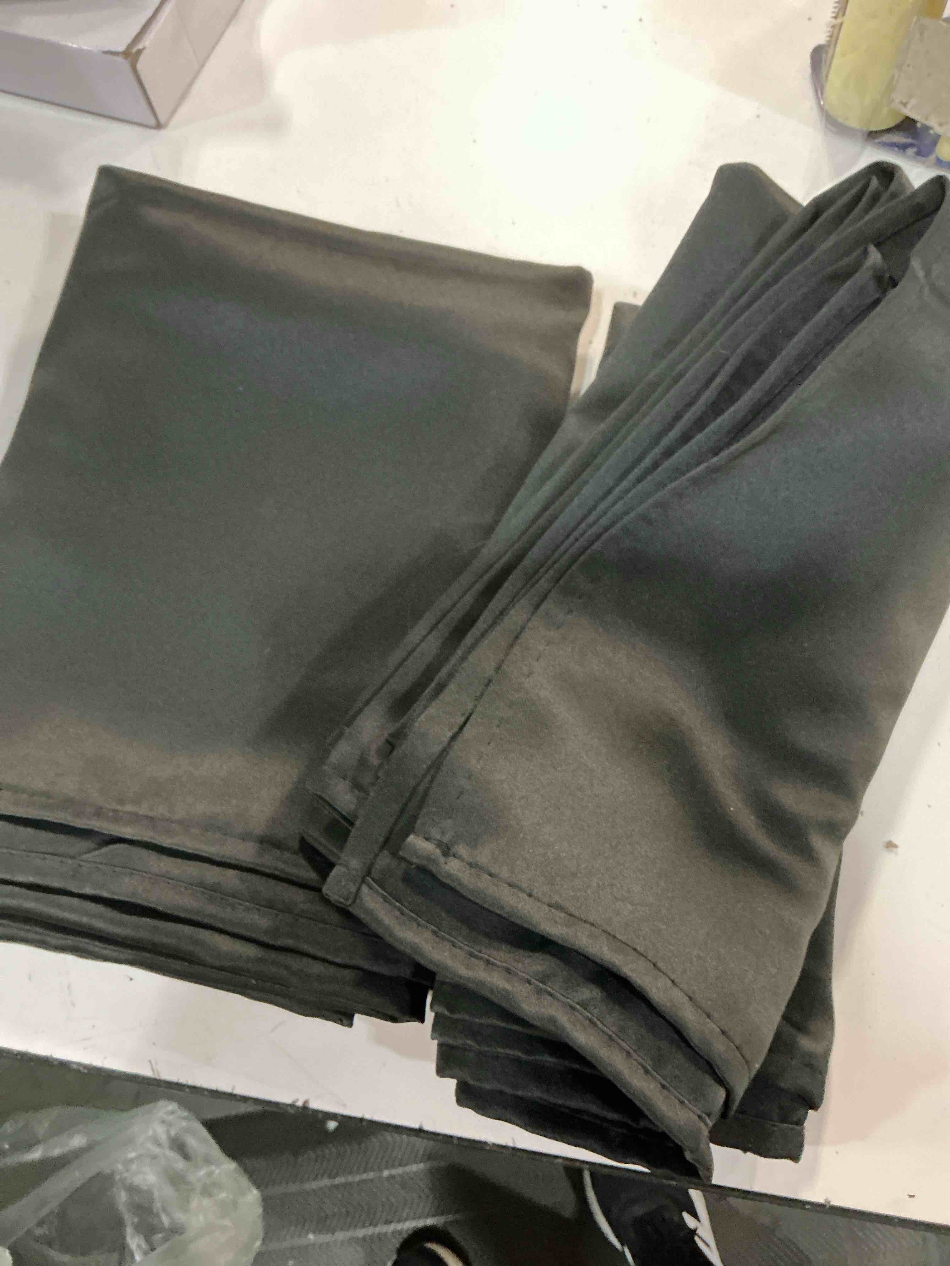 Condition photo showing As Is for nicetown black blackout curtain blinds - solid thermal insulated window treatment blackout drapes/draperies for bedroom (2 panels, 42 inches wide by 63 inches long, black) black 42"w x 63"l (pack of 2)
