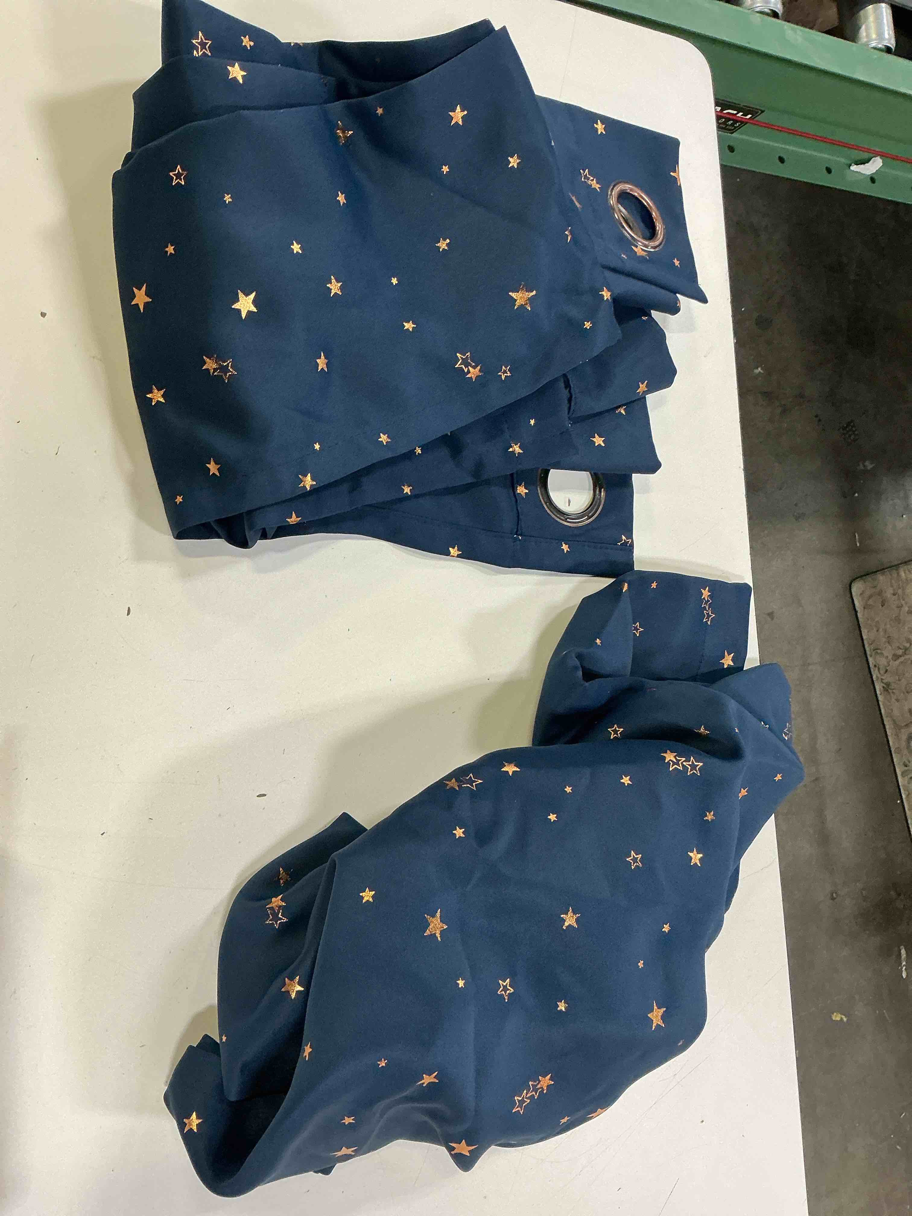 Condition photo showing Good Condition for blackout kids curtains for bedroom thermal insulated bronze twinkle star curtains for boys antique grommet top window treatment 2 panels drape for nursery, soft thick (52"w x 54"l, navy/bronze)