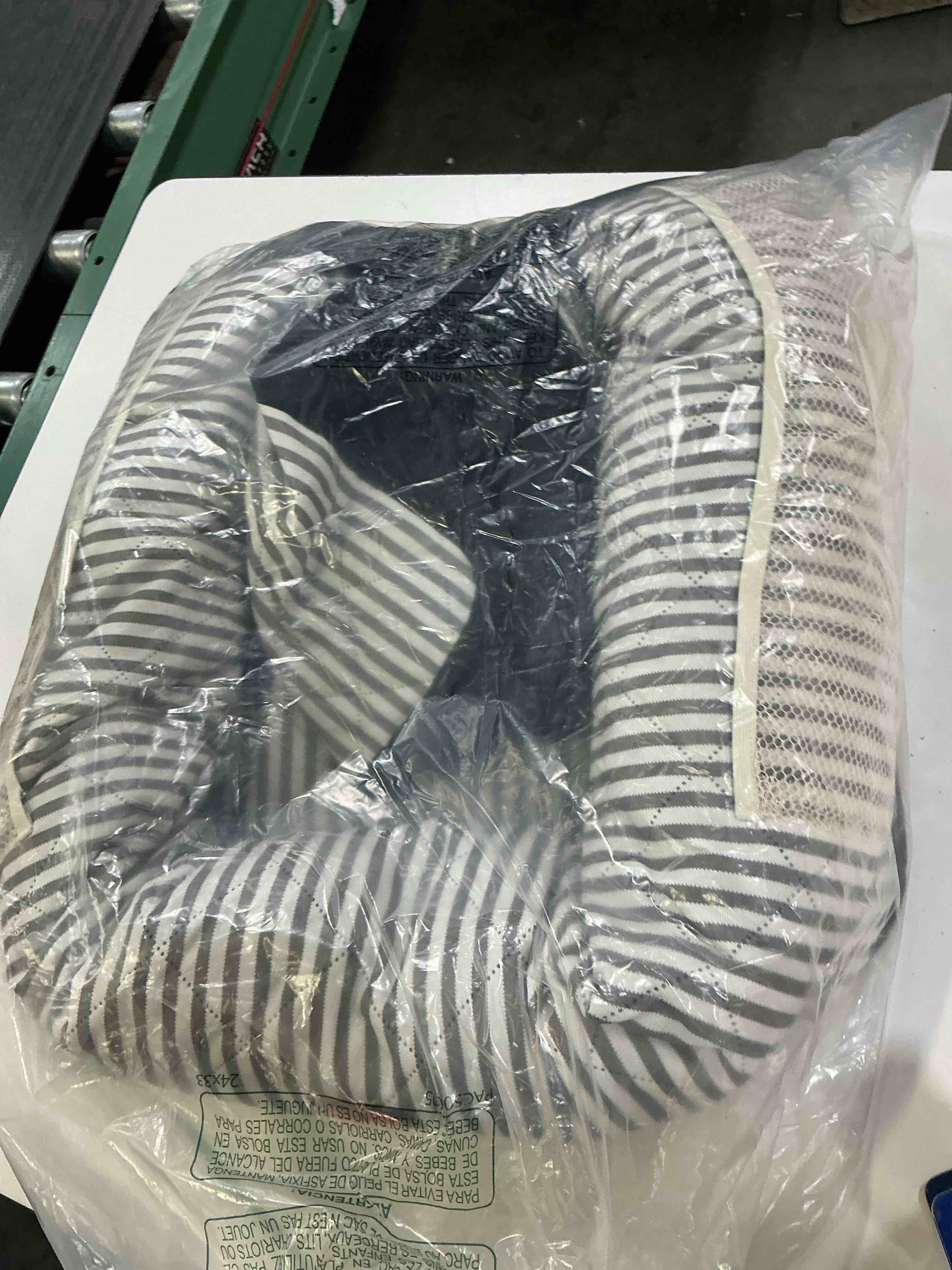 Condition photo showing As Is for dog car seat for small and medium dogs, booster seat sofa pet bed, portable car travel carrier bed (grey stripes,standard filling) grey stripe-standard filling