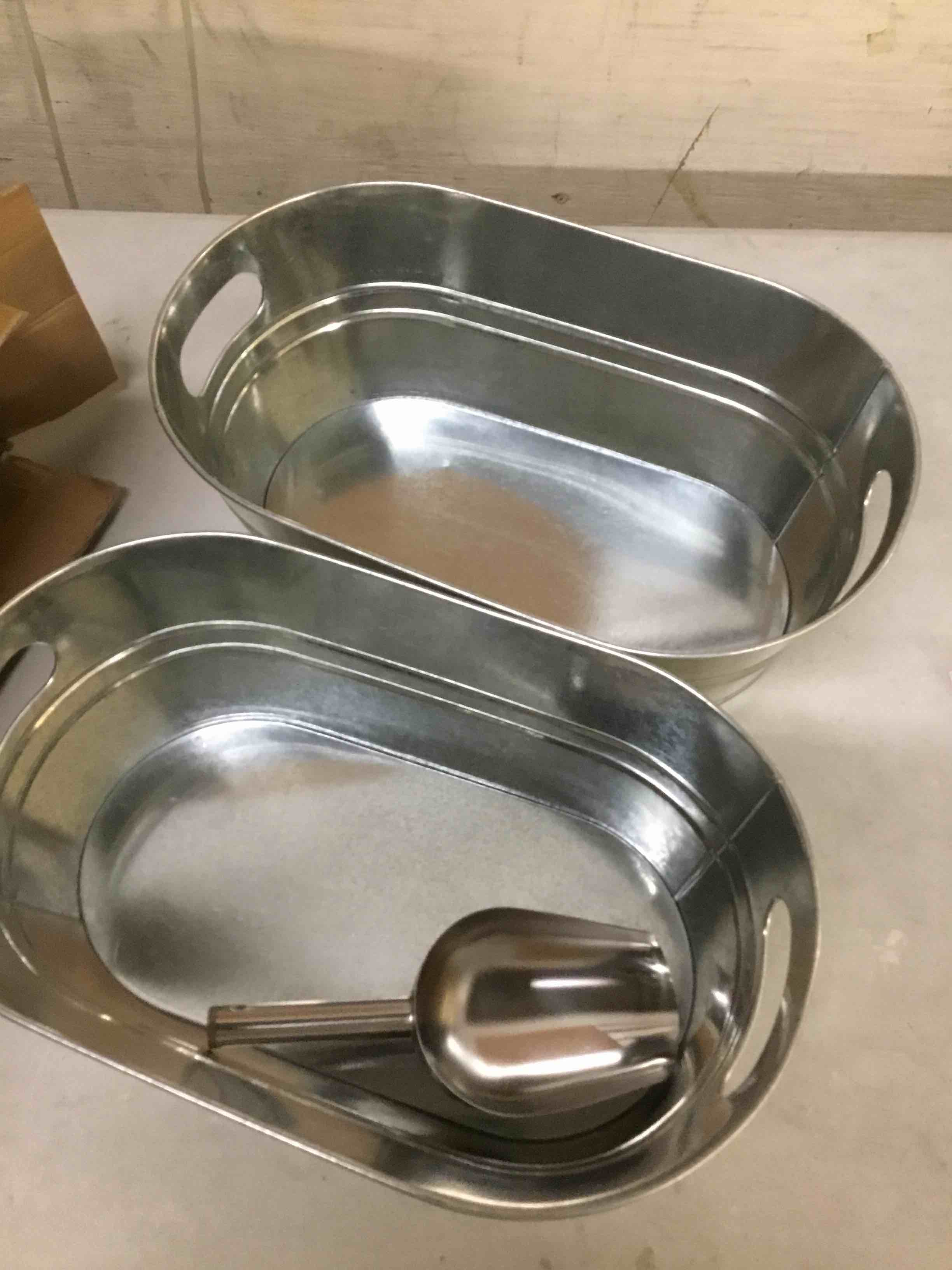 Condition photo showing Good Condition for 2 pack 4 gallon galvanized tub ice buckets for parties portable beverage tub champagne bucket metal ice buckets for cocktail bar with ice scoop