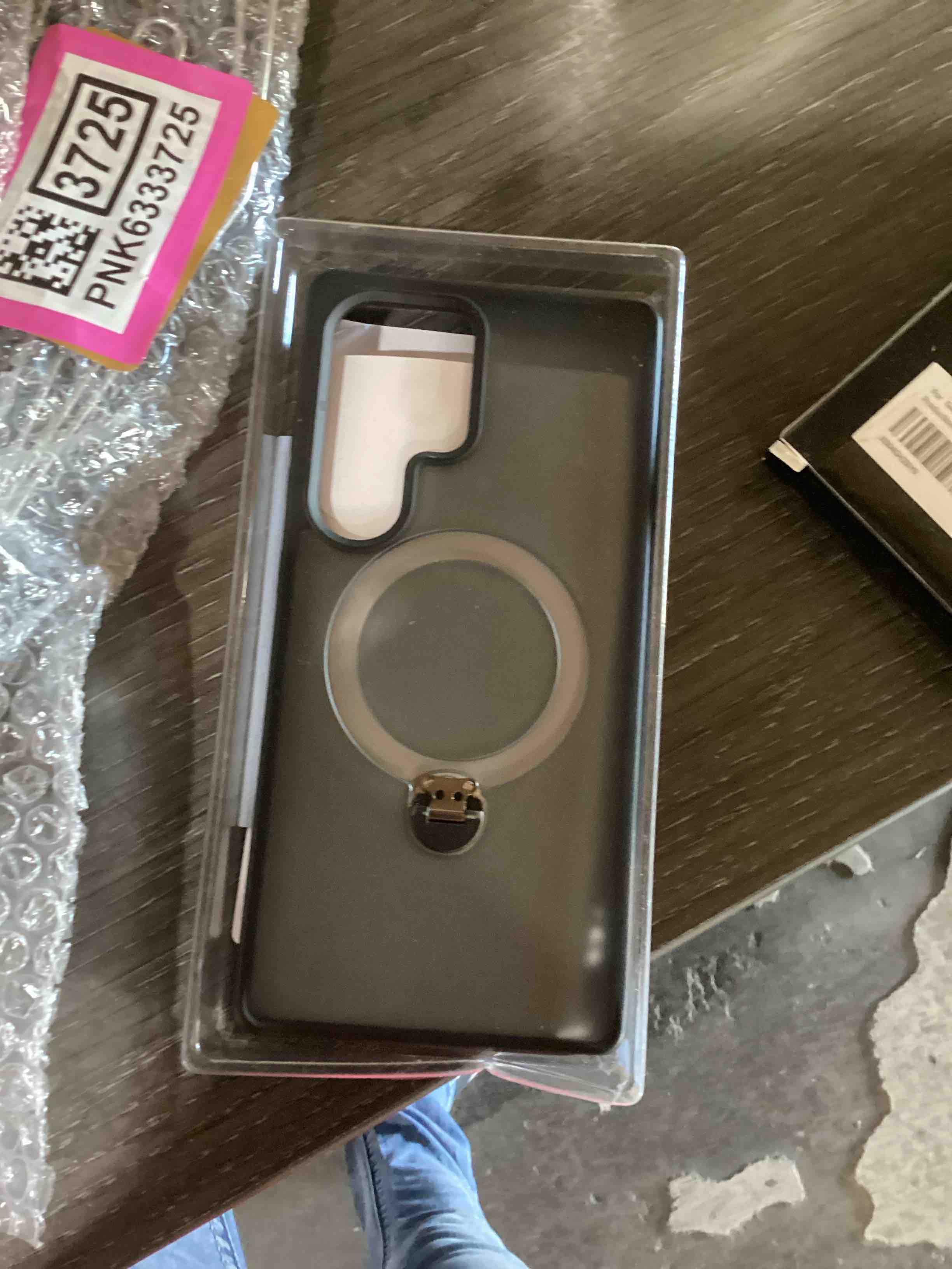 Condition photo showing As Is for missing ring casekoo black for samsung galaxy s25 ultra case with 360 spin magnetic stand [fit for magsafe] [18ft mil-std protection] shockproof invisible ring holder matte s25 ultra phone case 6.9'' | patented