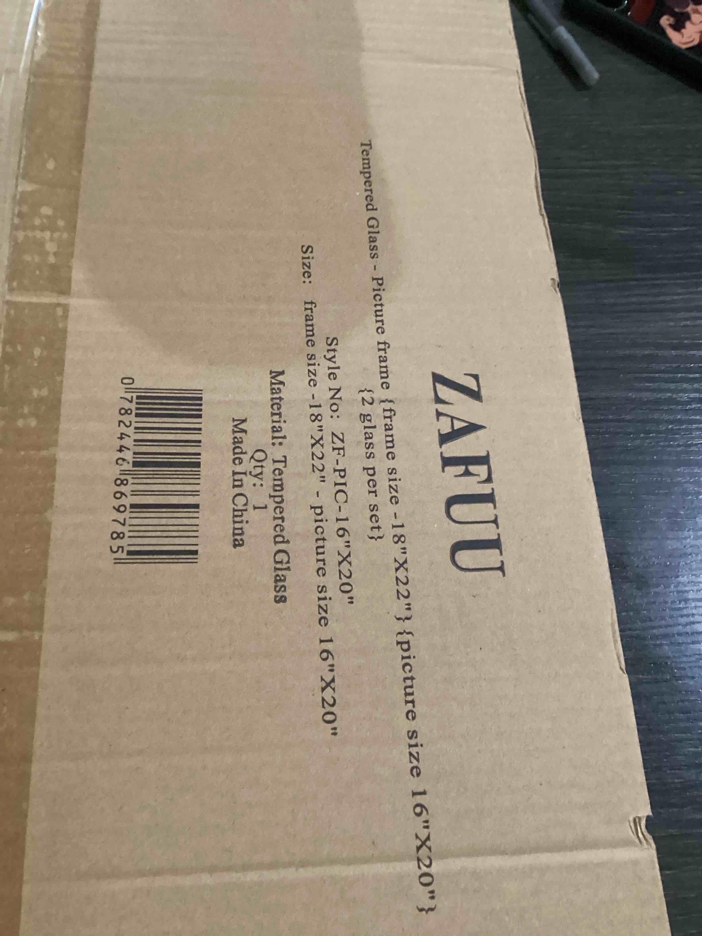 Condition photo showing As Is for zafuu tempered glass picture frame [frame size- 18”x22” picture size 16”x20”]