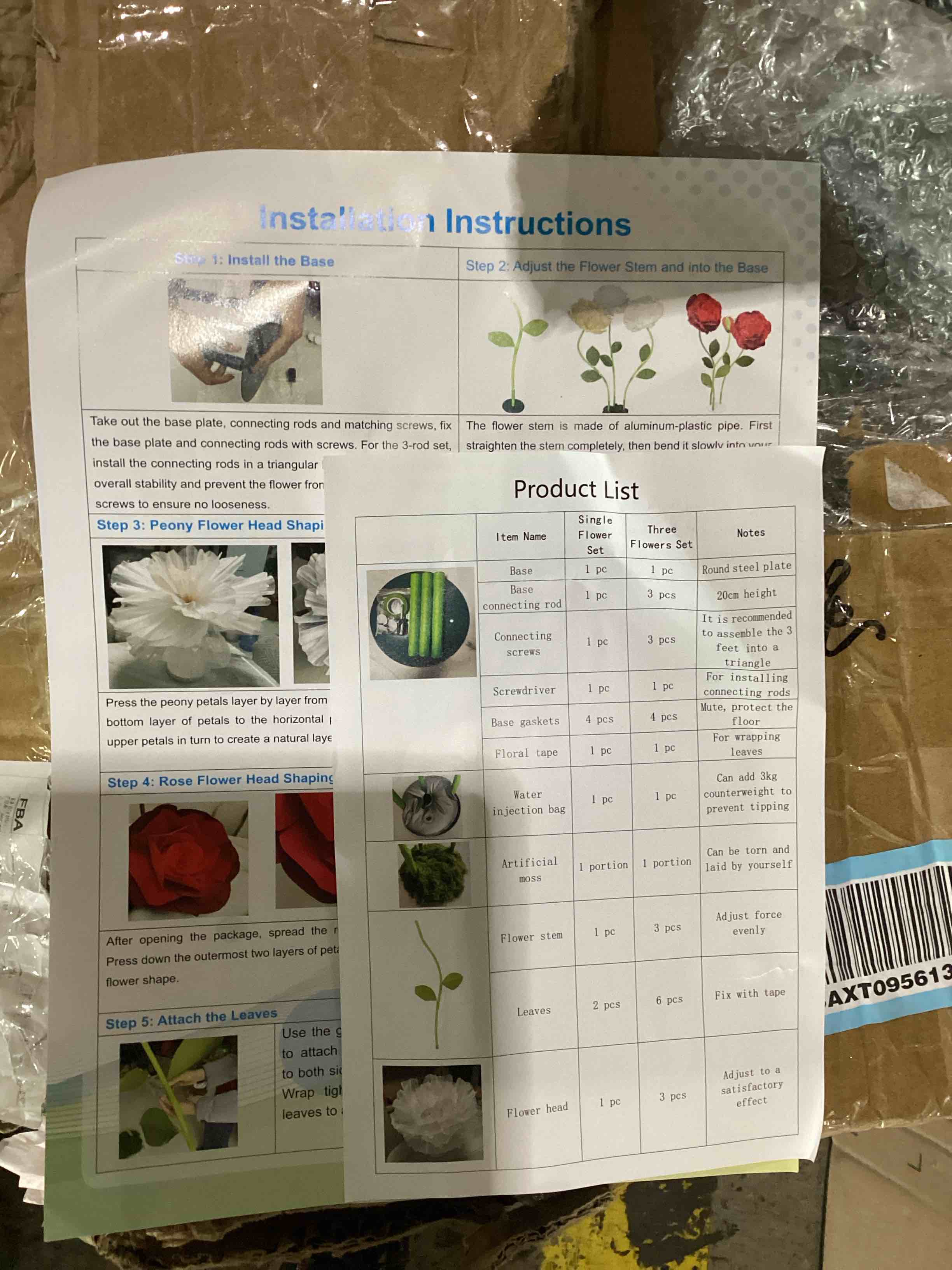 Condition photo showing As Is for flowers 