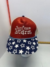 Way to Celebrate Bless Your Stars Women’s Patriotic Glitter Trucker Hat USA Pack of 4 