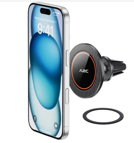 A2C for MagSafe Car Mount, One-Piece Magnetic Phone Holder for Car Vent