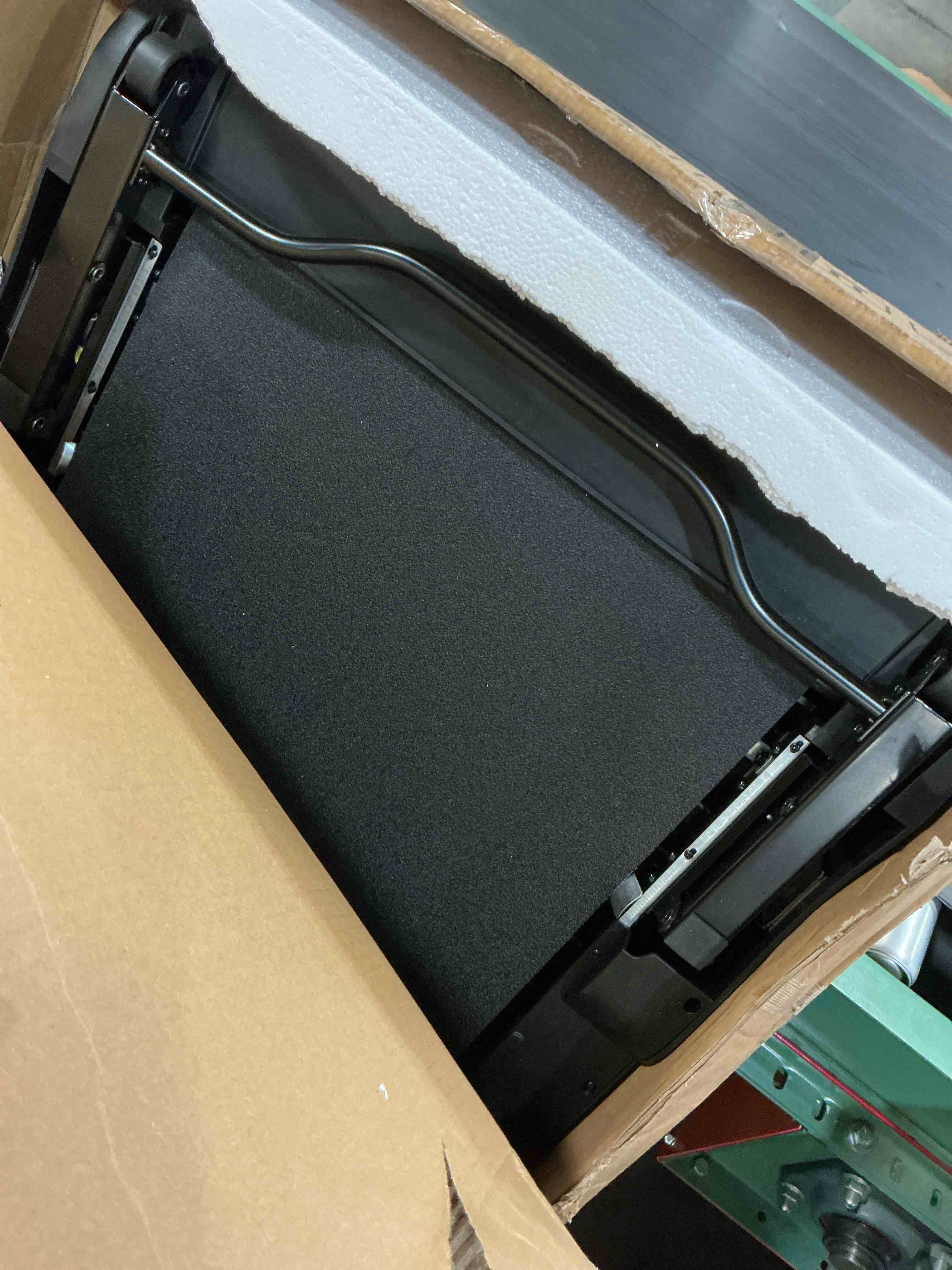 Condition photo showing As Is for folding walking pad with incline and handle bar, 2 in 1 compact portable under desk treadmill for home office, 3.0hp 350lbs capacity walking jogging running machine with led display and remote control