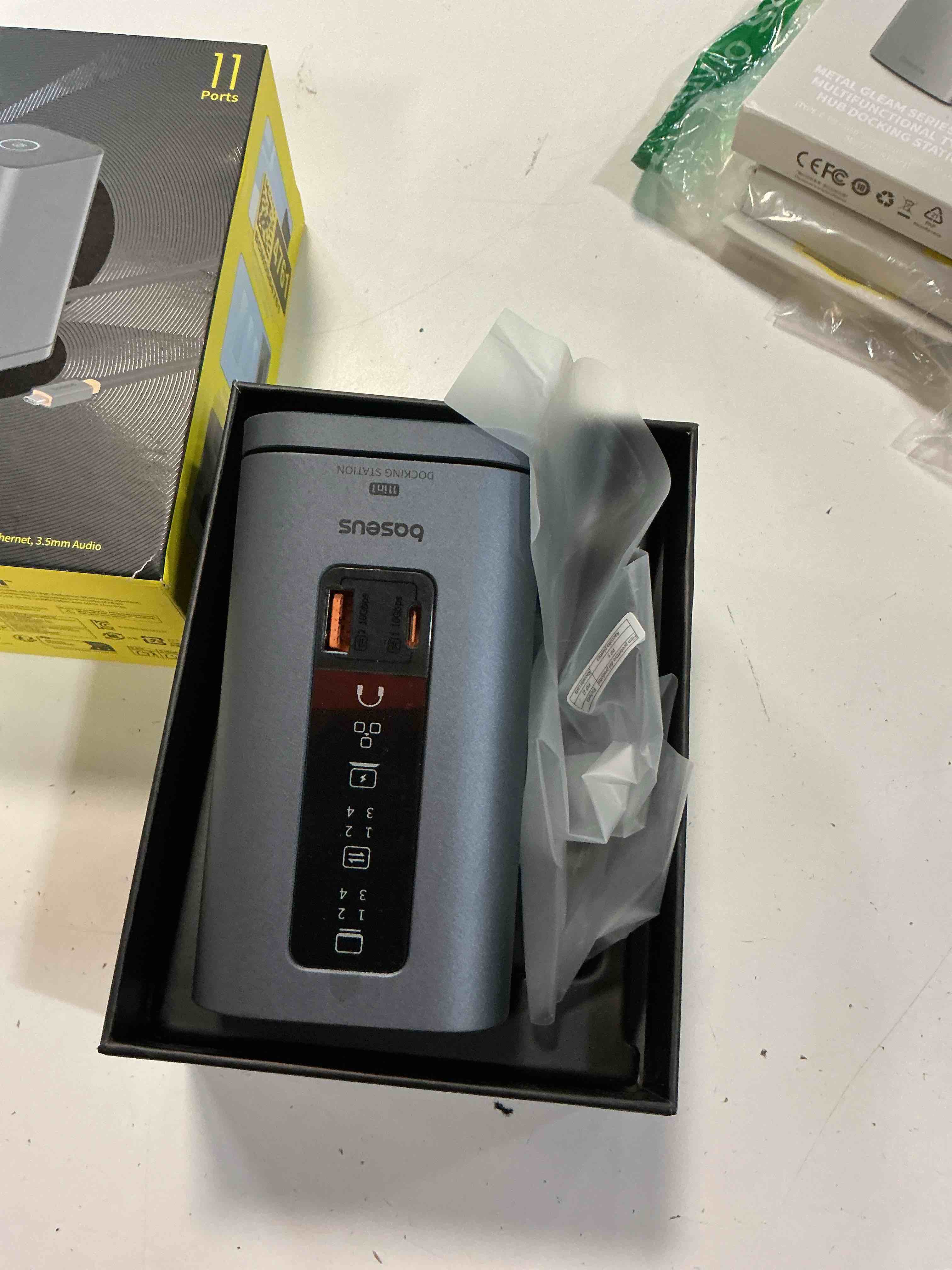 Condition photo showing Good Condition for baseus docking station, spacemate(win) 11 in 1, triple display, 4k hdmi and dp, 10gbps usb a/c ports, gigabit ethernet, 100w pd, audio, laptop docking station for windows/dell/hp/lenovo/asus/acer/mac triple monitor for windows