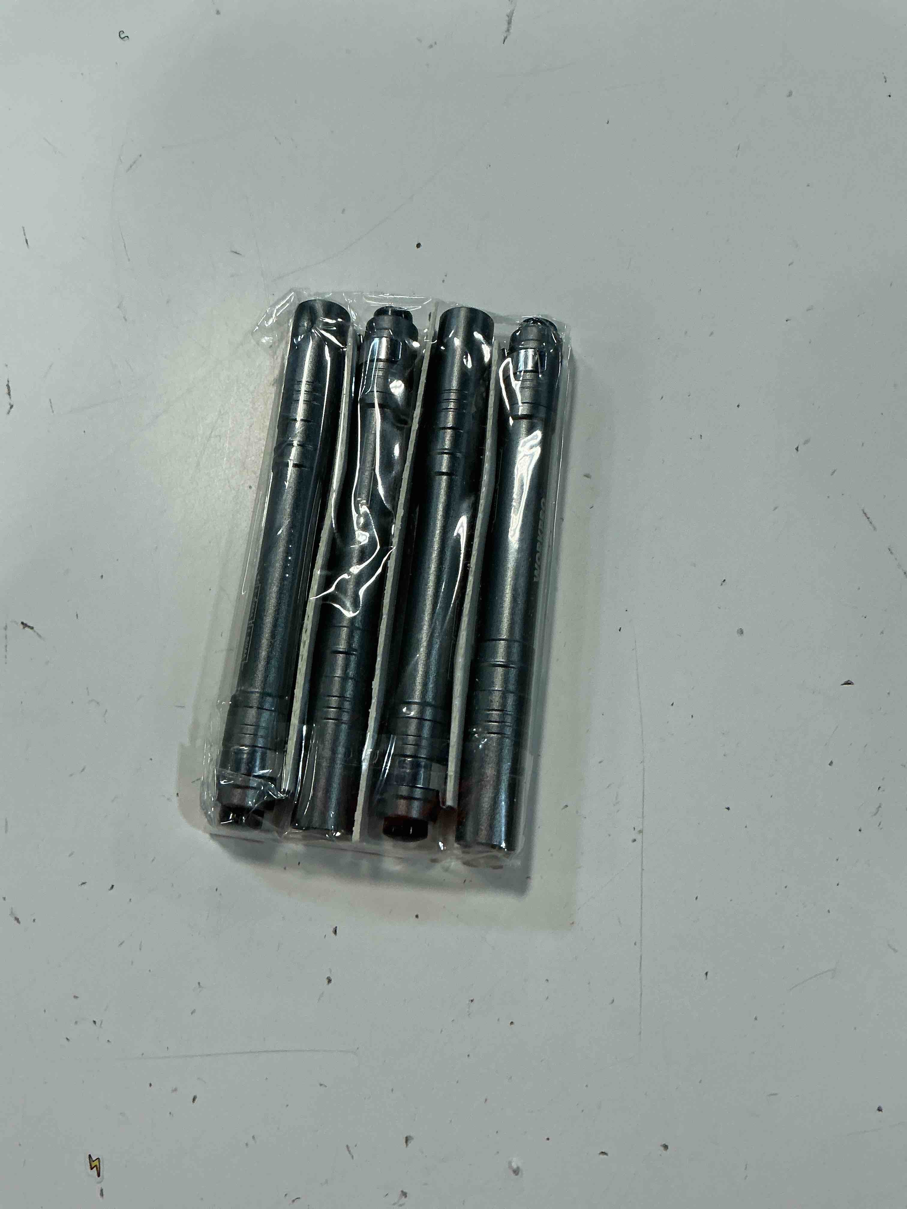 Condition photo showing Good Condition for workpro led pen light, aluminum pen flashlights, pocket flashlight with clip for inspection, emergency, everyday, 2aaa batteries include, gray(4-pack)