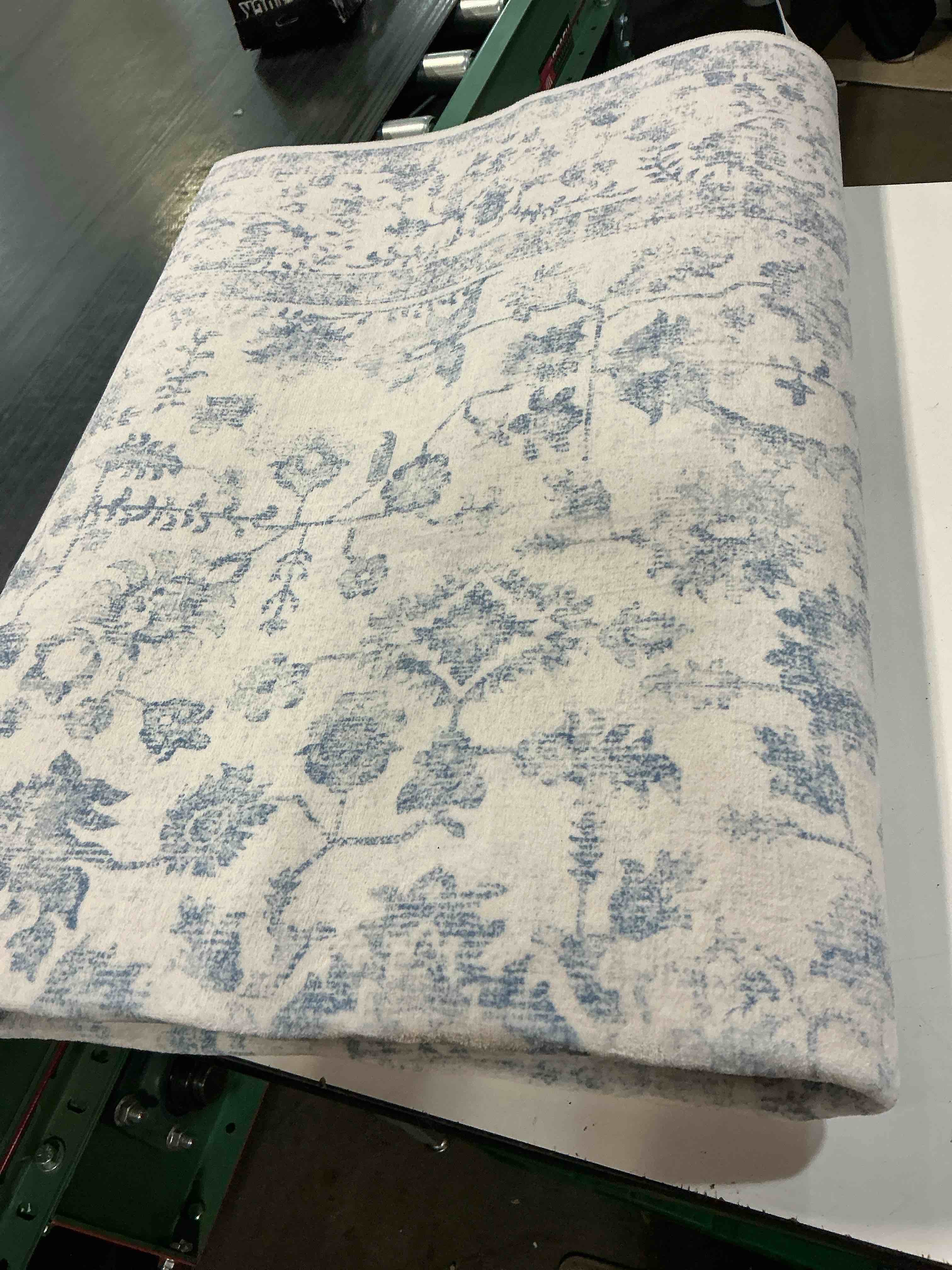 Condition photo showing Good Condition for blue area rug 5x7 machine washable vintage living room distressed non slip carpet traditional indoor bedroom retro floral accent throw large rug office kitchen bathroom dining room 5' x 7' (rectangular) accent | blue