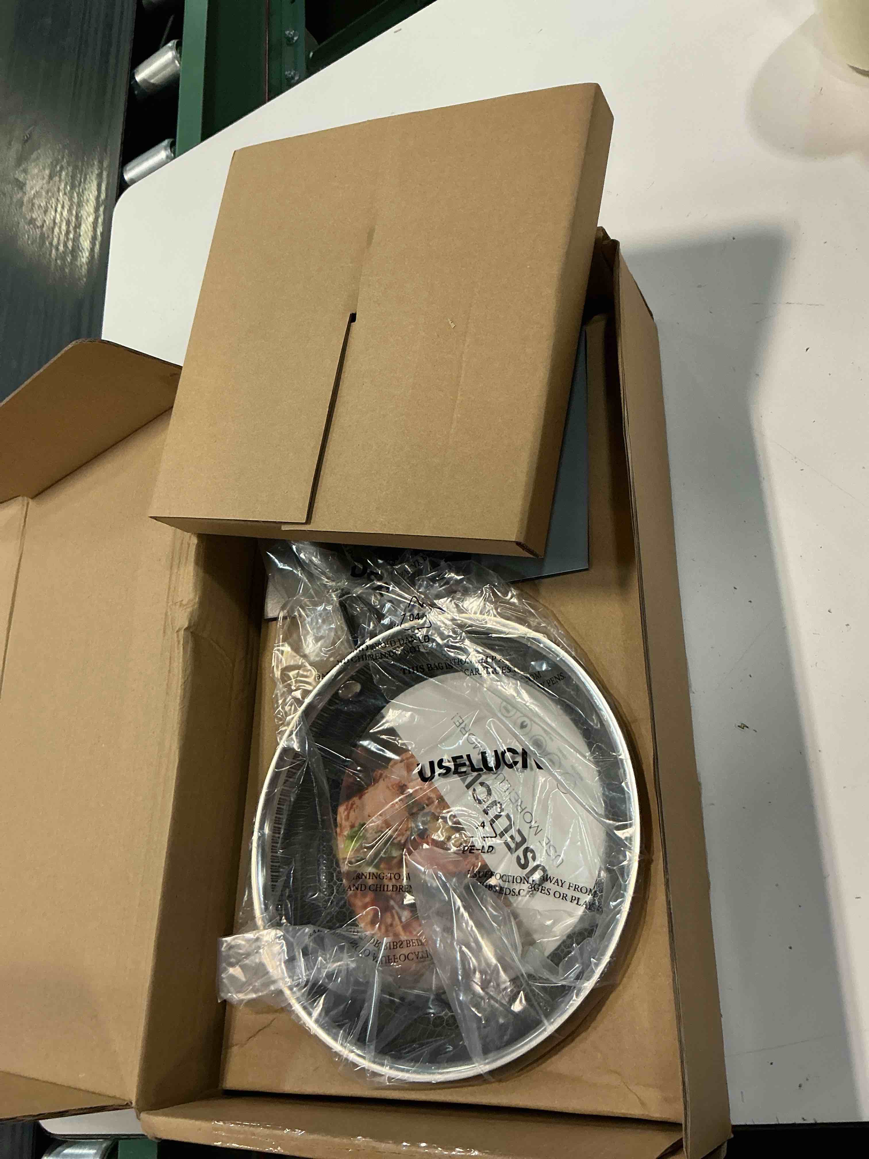 Condition photo showing Good Condition for useluck nonstick frying pans with lid,8-inch non stick skillet with honeycomb surface,dishwasher-friendly,oven-safe,pfas-free,compatible with all cooktops. silver 8 in/glass lid
