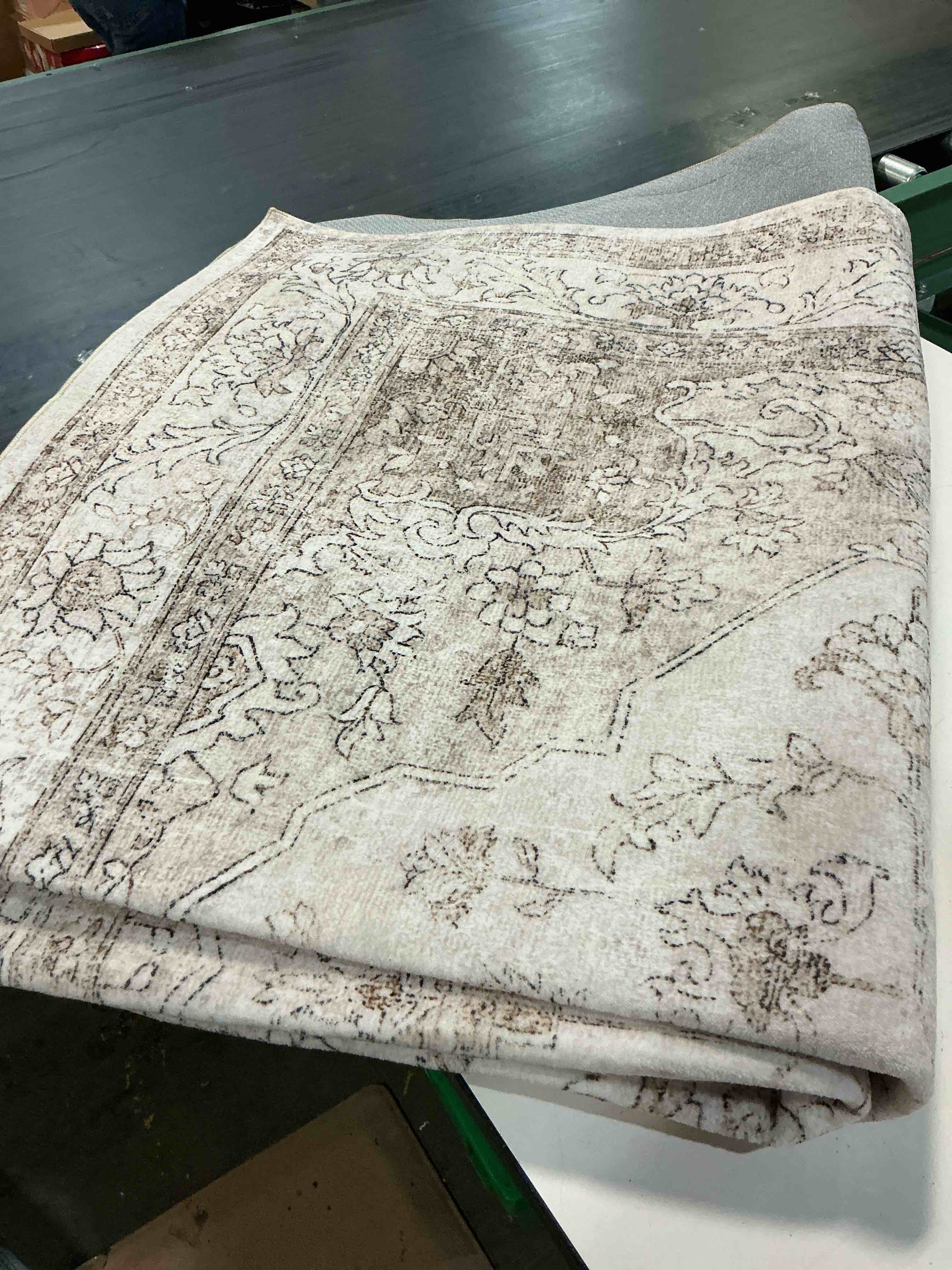 Condition photo showing Good Condition for washable area rugs for living room: 5'x7' bedroom rug boho stain resistant tribal distressed vintage accent rug non slip low pile faux wool soft rug for kitchen bedside nursery office dining room 5x7 white and beige