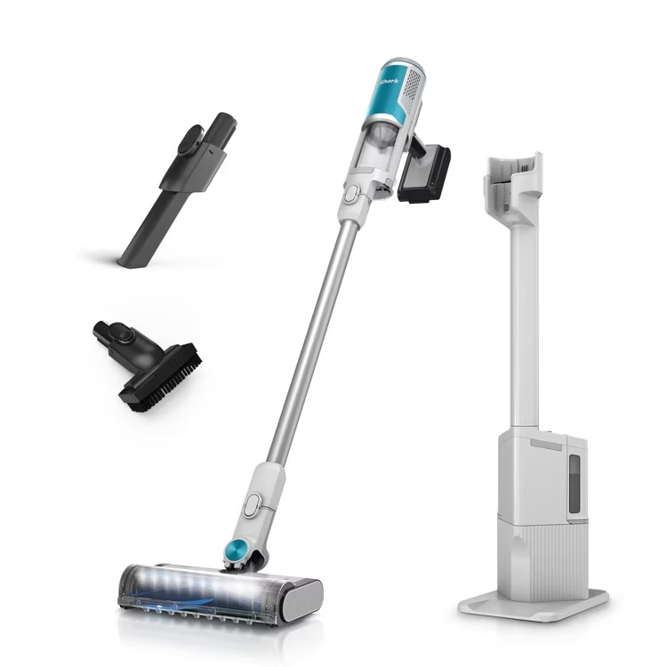 shark clean & empty cordless stick vacuum & auto-empty system bu3521 10" cleaning path white: bagless, 40 min run time
