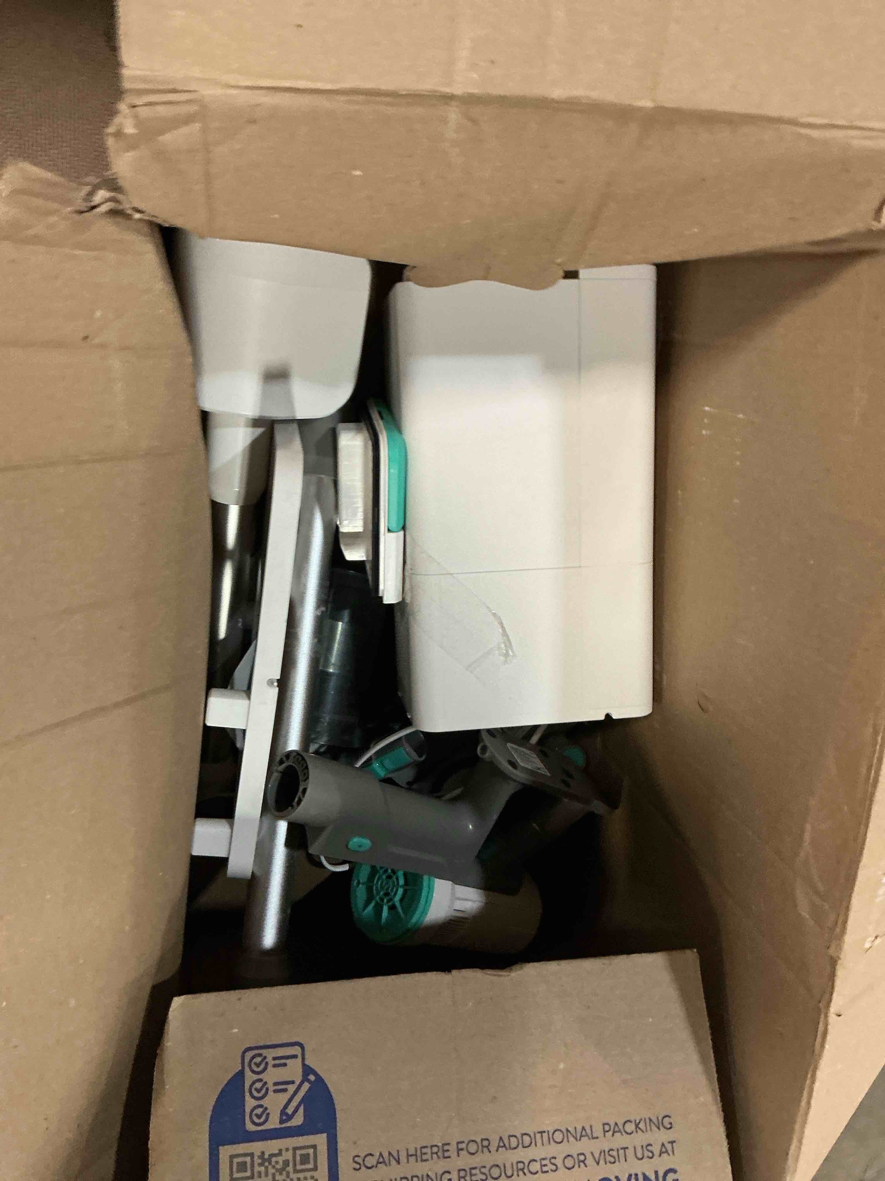 Condition photo showing As Is for shark clean & empty cordless stick vacuum & auto-empty system bu3521 10" cleaning path white: bagless, 40 min run time