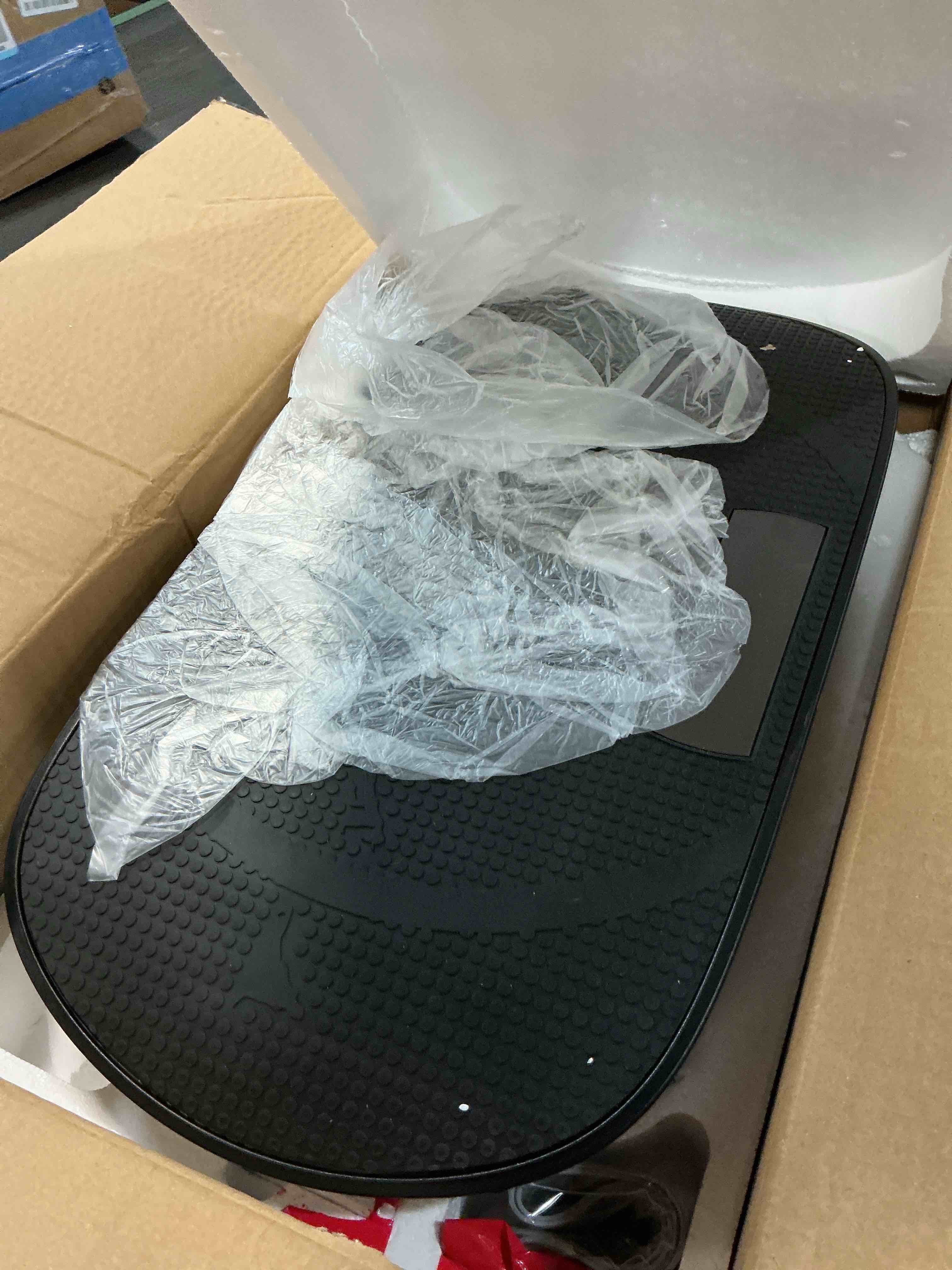 Condition photo showing As Is for merach vibration plate exercise machine, curved vibration plate for lymphatic drainage weight loss, vibrating plate with real-time calorie tracking on led display, workout equipment for home women men black