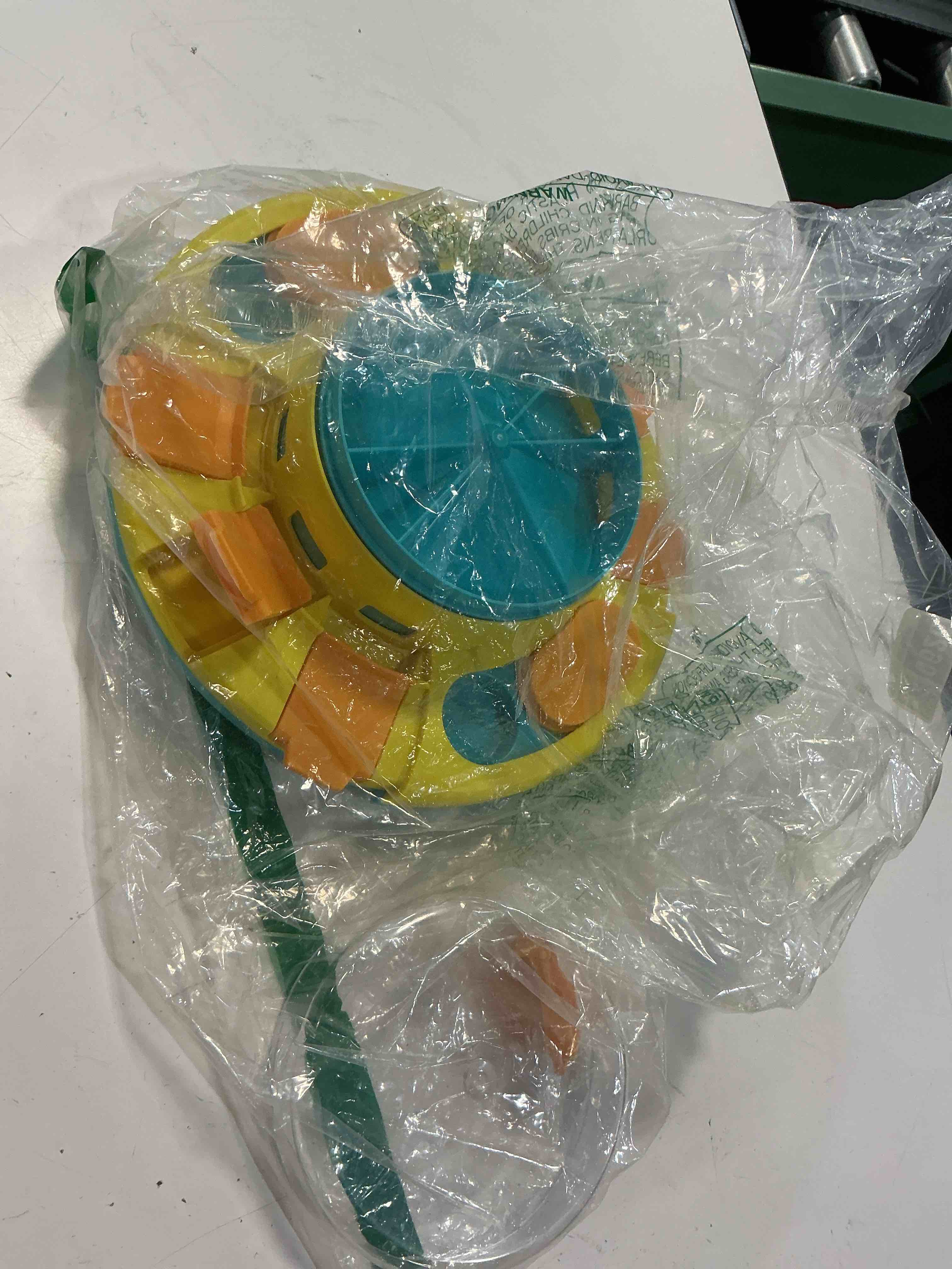 Condition photo showing As Is for potaroma dog puzzle toy 2 levels, slow feeder, pup food treat feeding dispenser for iq training and entertainment for all breeds 4.2 inch height yellow blue