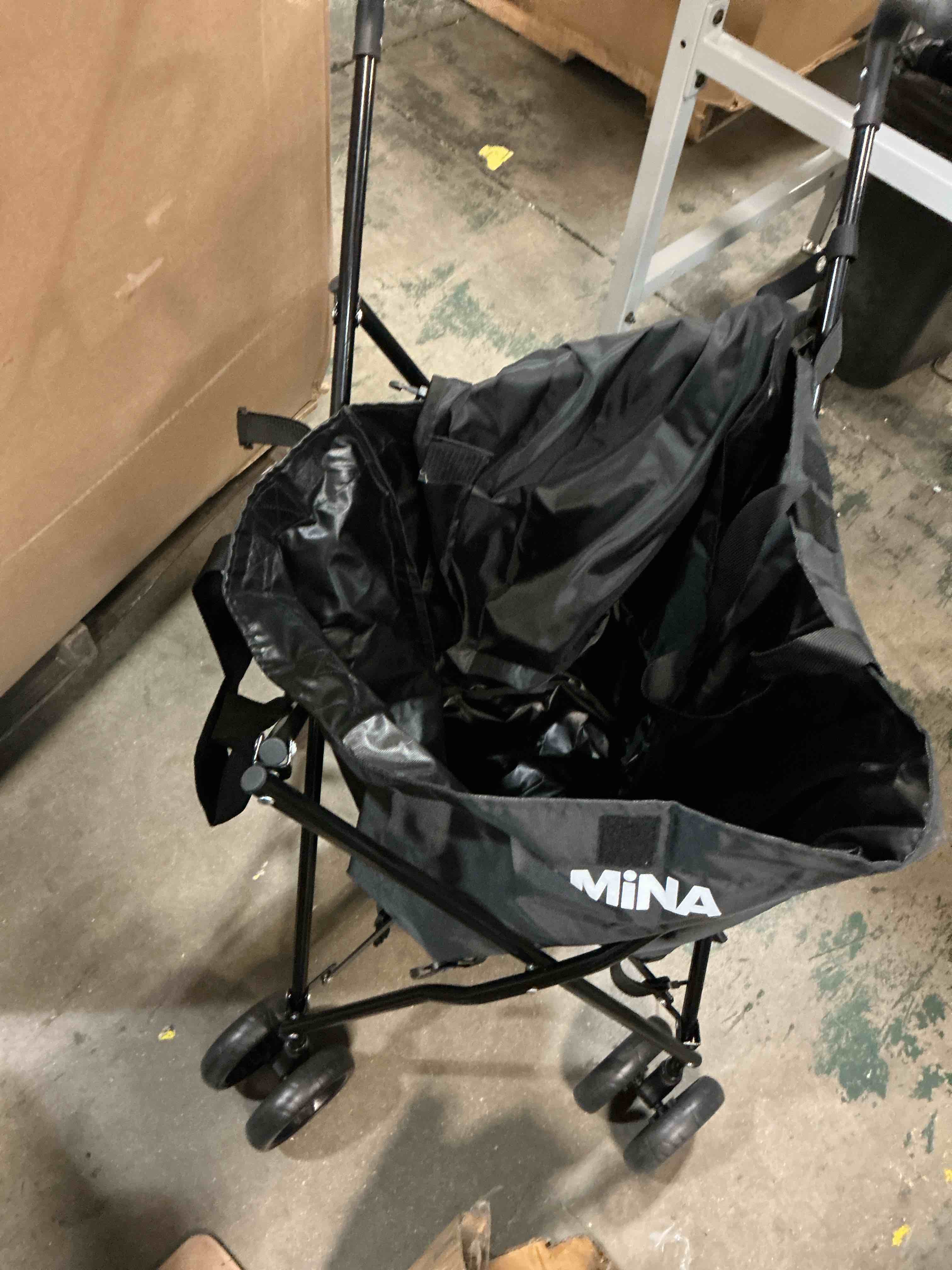 Condition photo showing Good Condition for amina lightweight collapsible shopping cart with wheels 132 lbs black–heavy duty compact foldable utility cart with spacious water?repellent fabric bag for groceries laundry travel & personal errands
