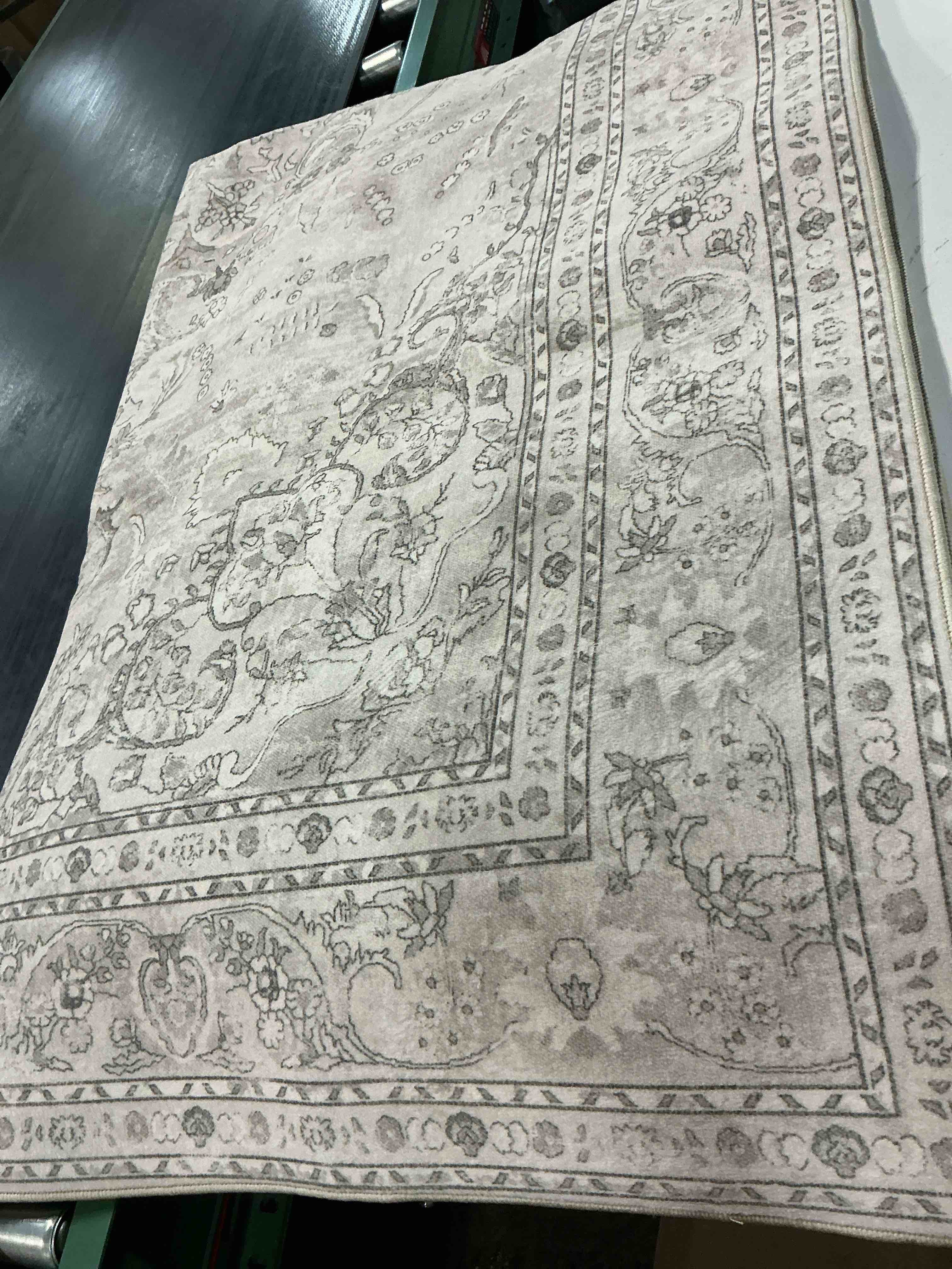 Condition photo showing Good Condition for beige 6x9 area rug washable vintage carpet for living room bedroom large soft retro floral low pile thin indoor rug non slip central medallion floor cover for dining room office 6' x 9' (rectangular) beige