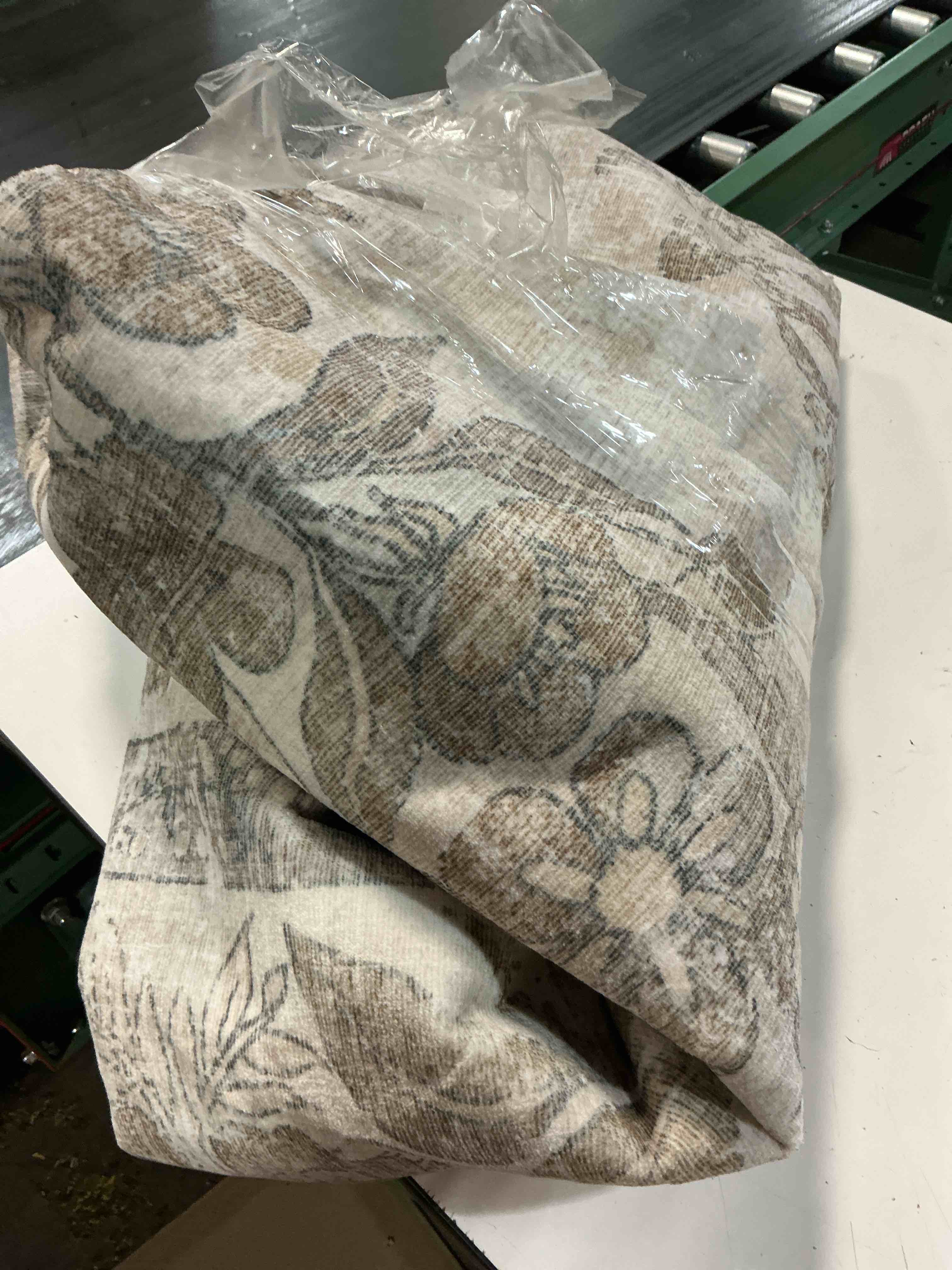 Condition photo showing As Is for 8x10 washable area rug living room cream beige vintage carpet | soft low pile, non slip, stain resistant, floral medallion, neutral retro decor for bedroom, dining room, kids room, office vintage beige/cream 8' x 10' (rectangular)