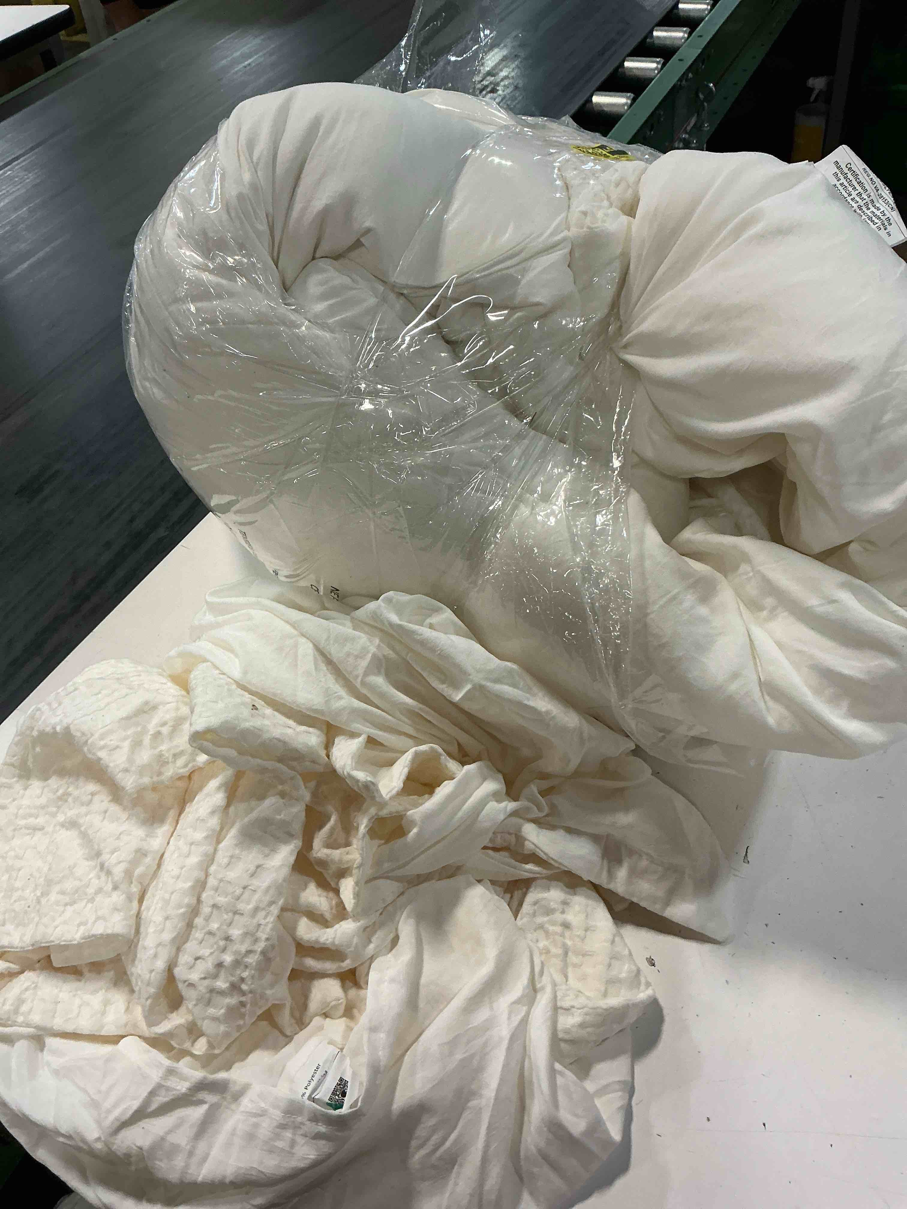 Condition photo showing As Is for phf soft waffle comforter set queen size- comfy breathable waffle weave comforter with 2 pillow shams, 3 pieces no snagging lightweight bedding set for all season, cream cream queen