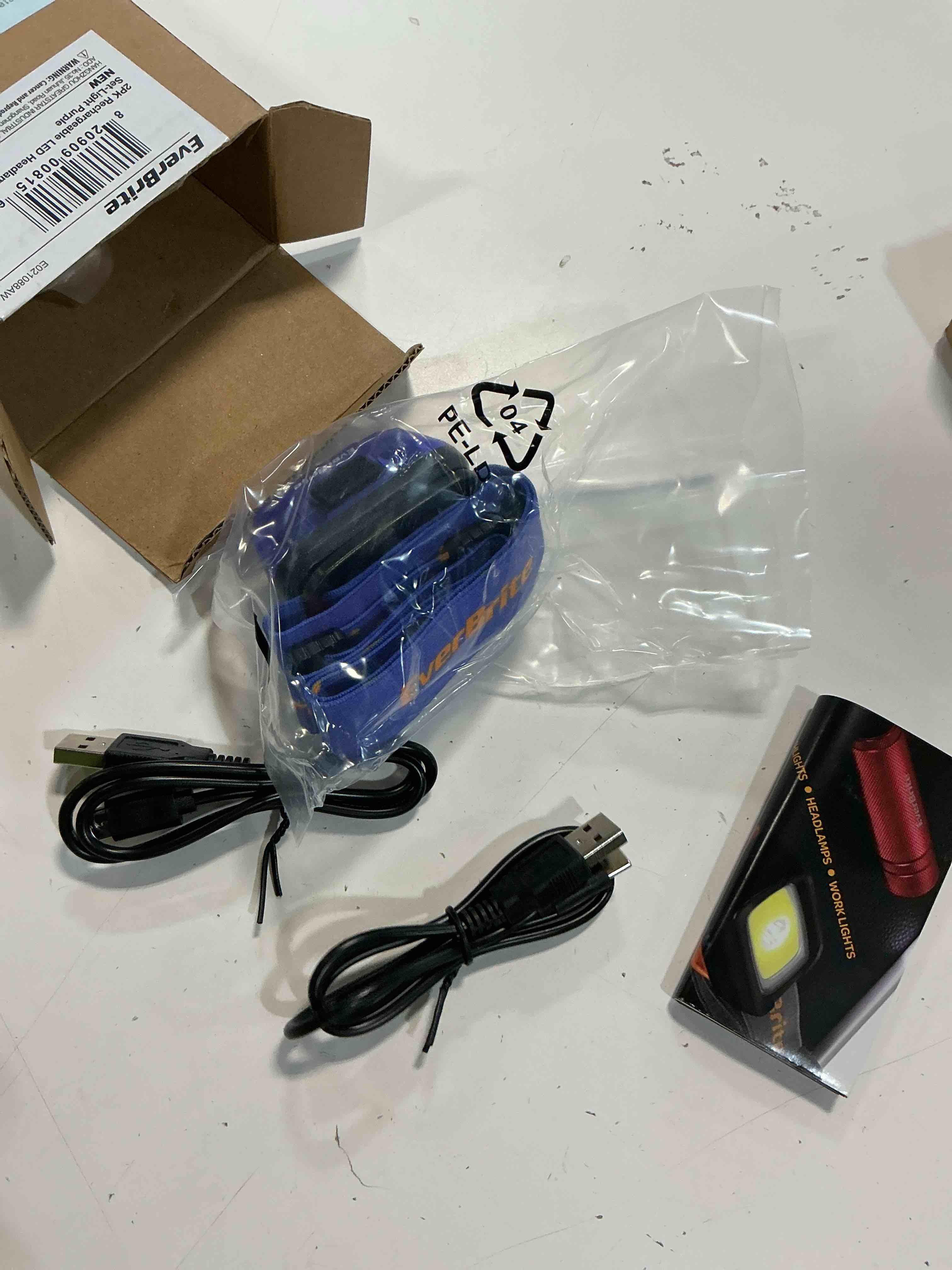 Condition photo showing New/Like New for everbrite headlamp, 2 pack kids headlamp with red light and memory function, head lamp for adults and kids with 5 modes, bright headlamps for camping, running, batteries included