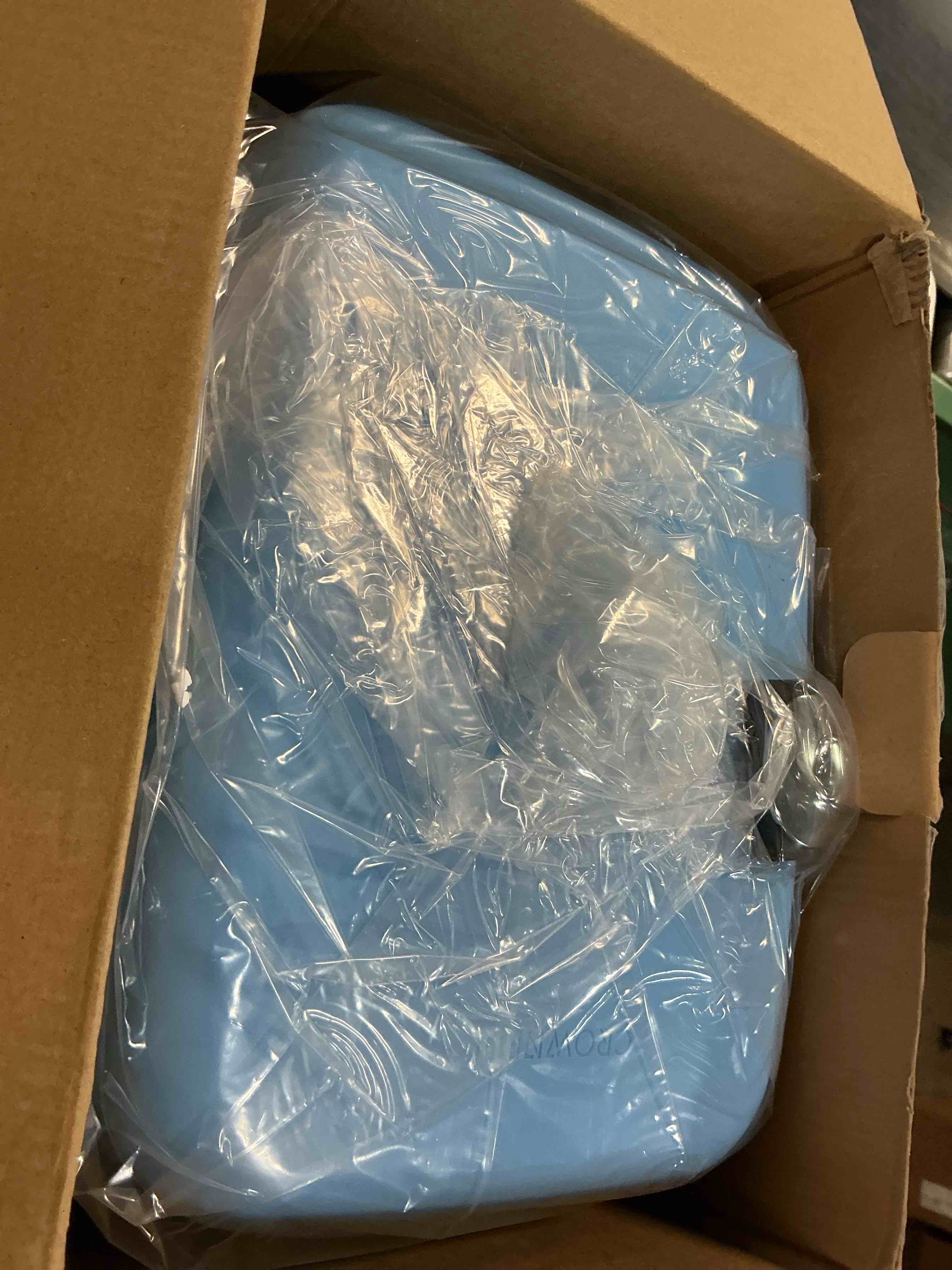 Condition photo showing Good Condition for crownful mini fridge, 4 liter/6 can portable cooler and warmer personal fridge for skin care, cosmetics, food,great for bedroom, office, car, dorm, etl listed (blue)