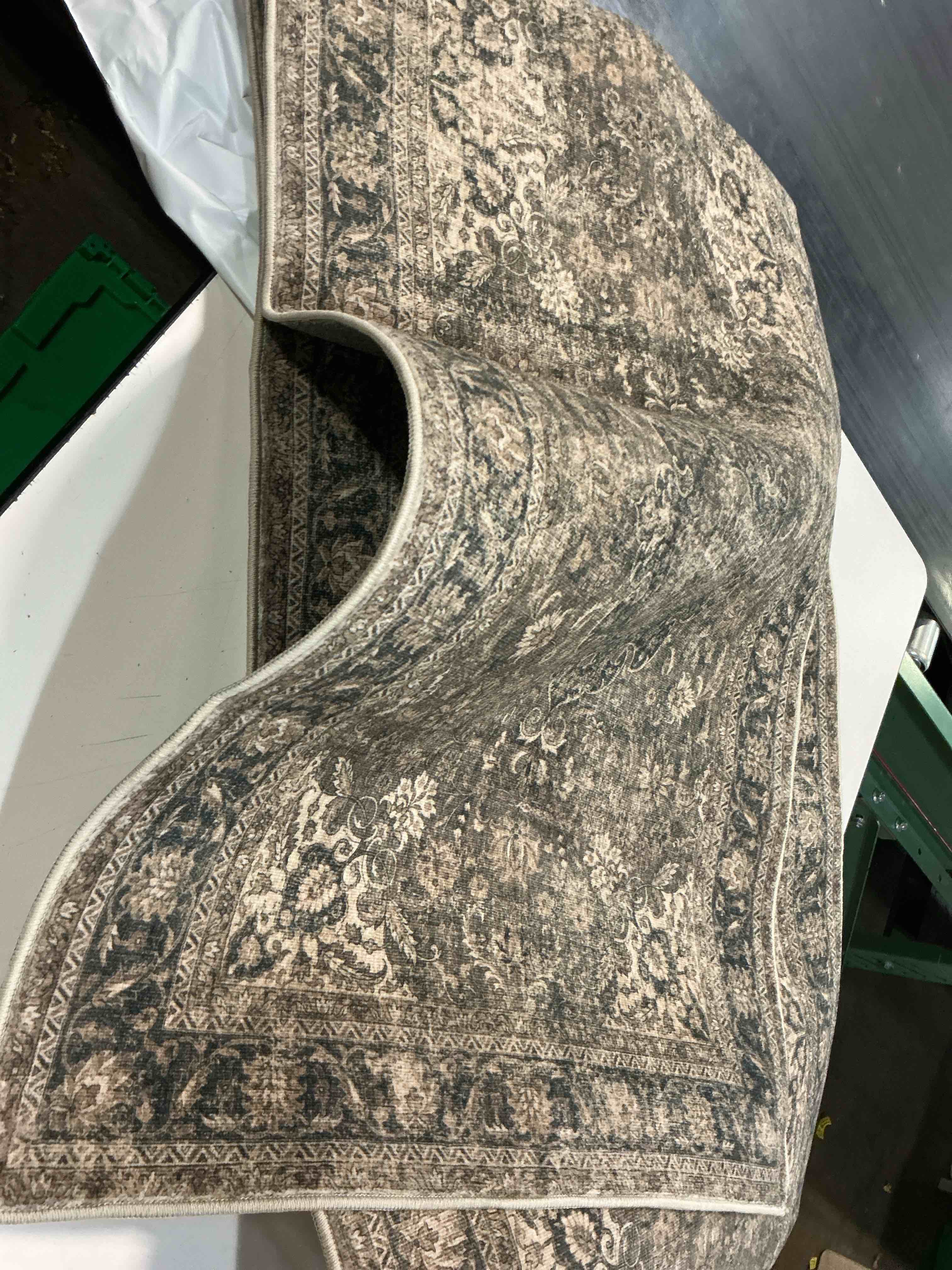 Condition photo showing Good Condition for 2x6 washable runner rug brown vintage rug for hallway | non slip, soft, kitchen, laundry, bedroom,bathroom, living room, distressed, oriental, indoor carpet, low pile
