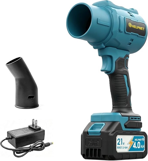 Cordless Leaf Blower, Handheld Blower with 1 Battery & Charger, Lightweight Electric Leaf Blowers for Lawn Care, Patio Cleaning, Leaves, Dust-Azure