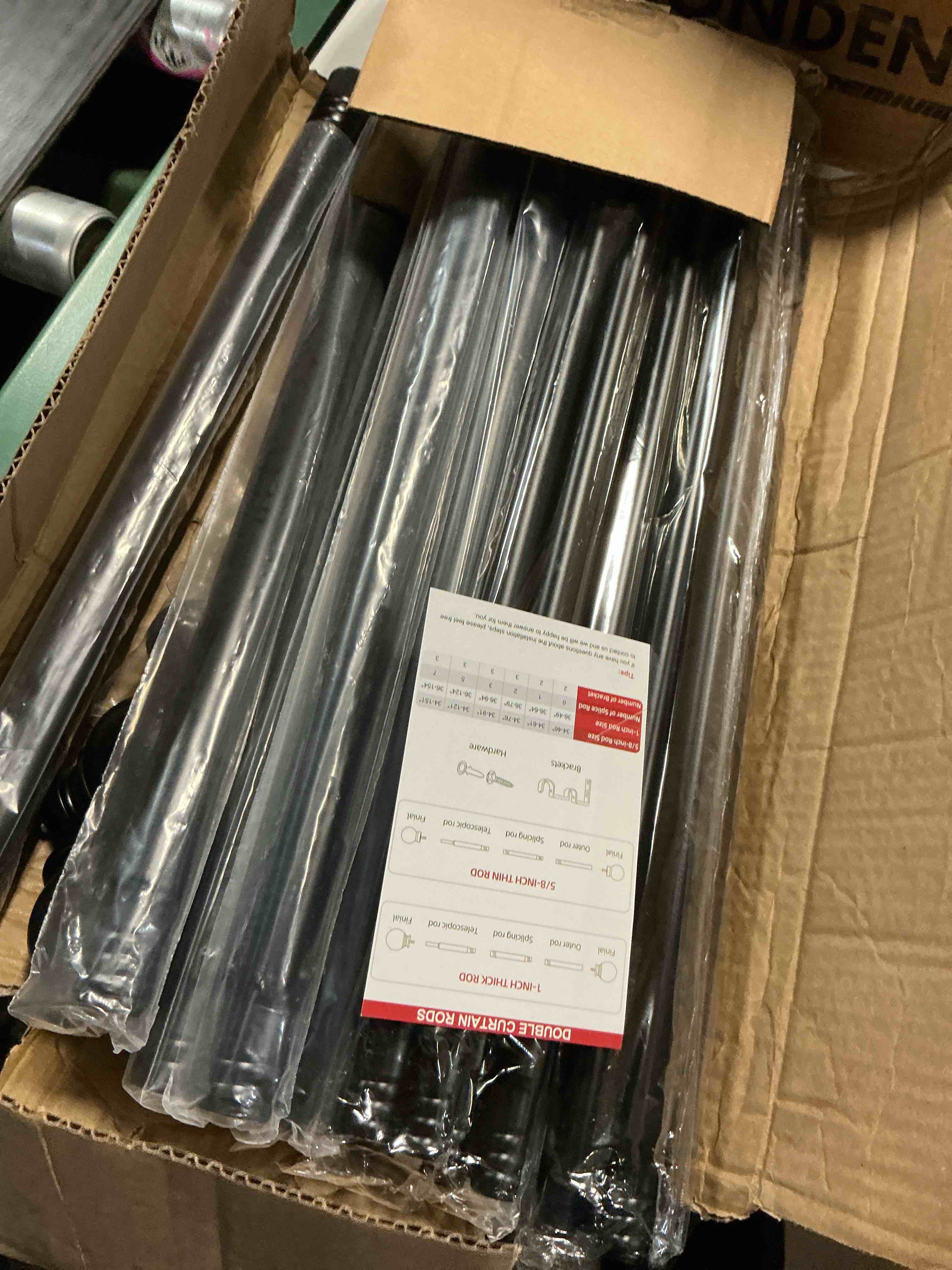 Condition photo showing Good Condition for gxoackj double curtain rods for windows 72-144 inches length, adjustable heavy duty decorative double drapery rod with round finials for living room bedroom, black black 35-151''