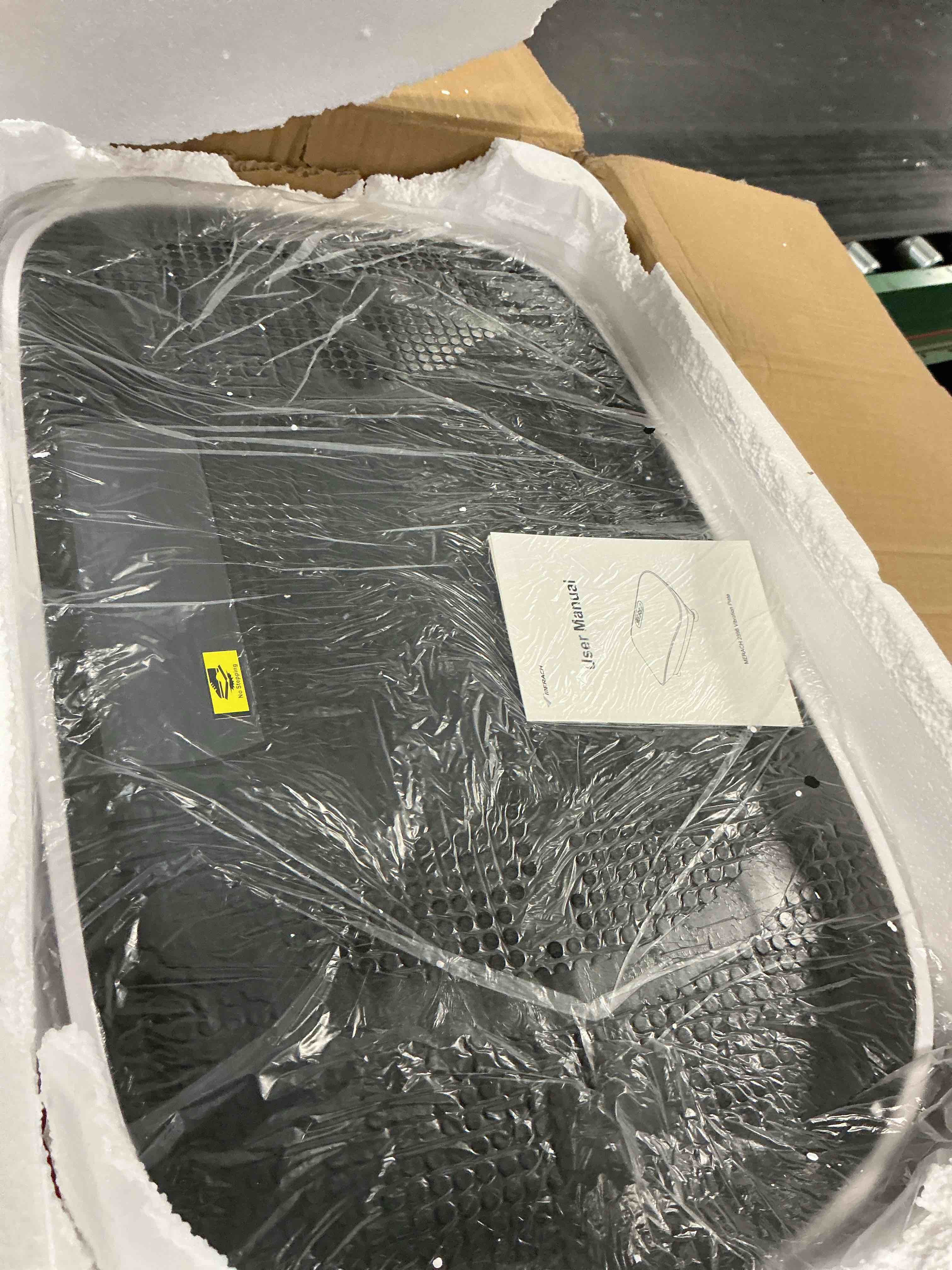 Condition photo showing As Is for merach vibration plate exercise machine, whole body workout equipment for women, bluetooth and silicone pedal, vibration plate with auto mode, vibrate fitness platform for home
