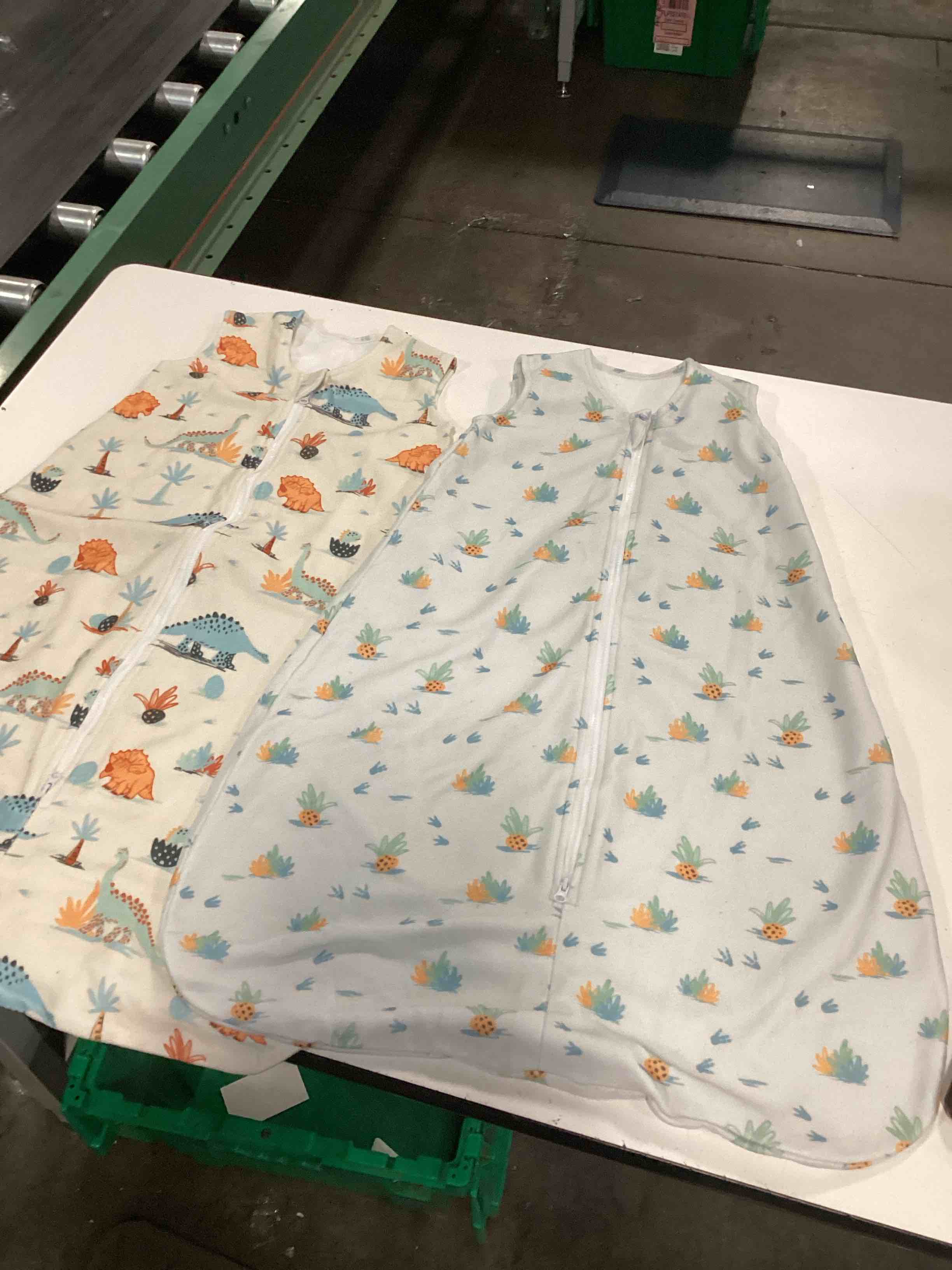 Condition photo showing As Is for david's kids micro fleece baby sleep sack 12-18 months, soft warm baby wearable blankets with 2-way zipper, 2 pack comfy sleeping bags for infant newborn boys girls neutral, large size, dinosaur