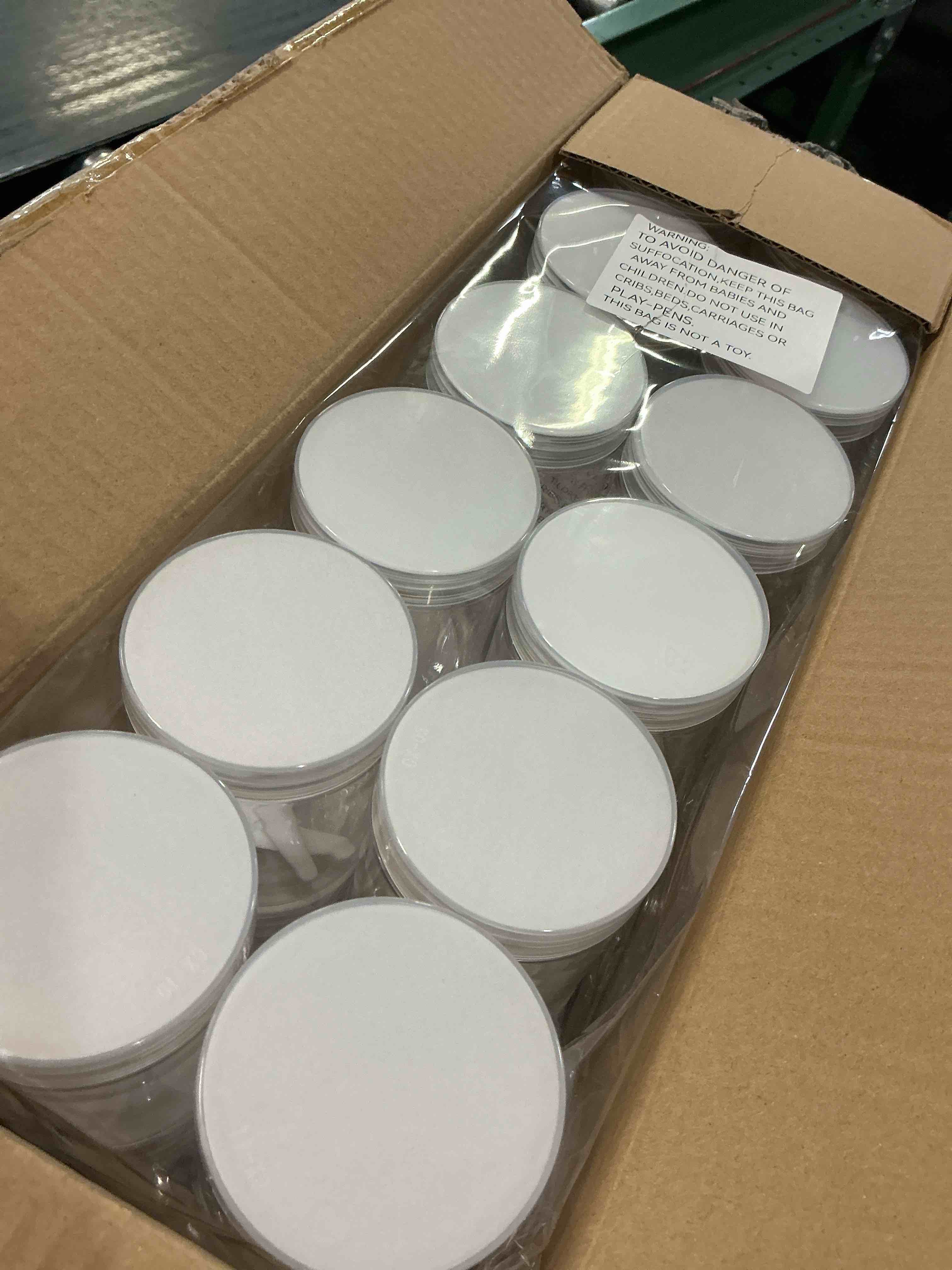 Condition photo showing New/Like New for eternal moment 36 pack 8 oz plastic jars clear cosmetic container with lids | round makeup jar with white lids for lotion, cream, ointments, eye shadow, rhinestone, samples, diy travel storage