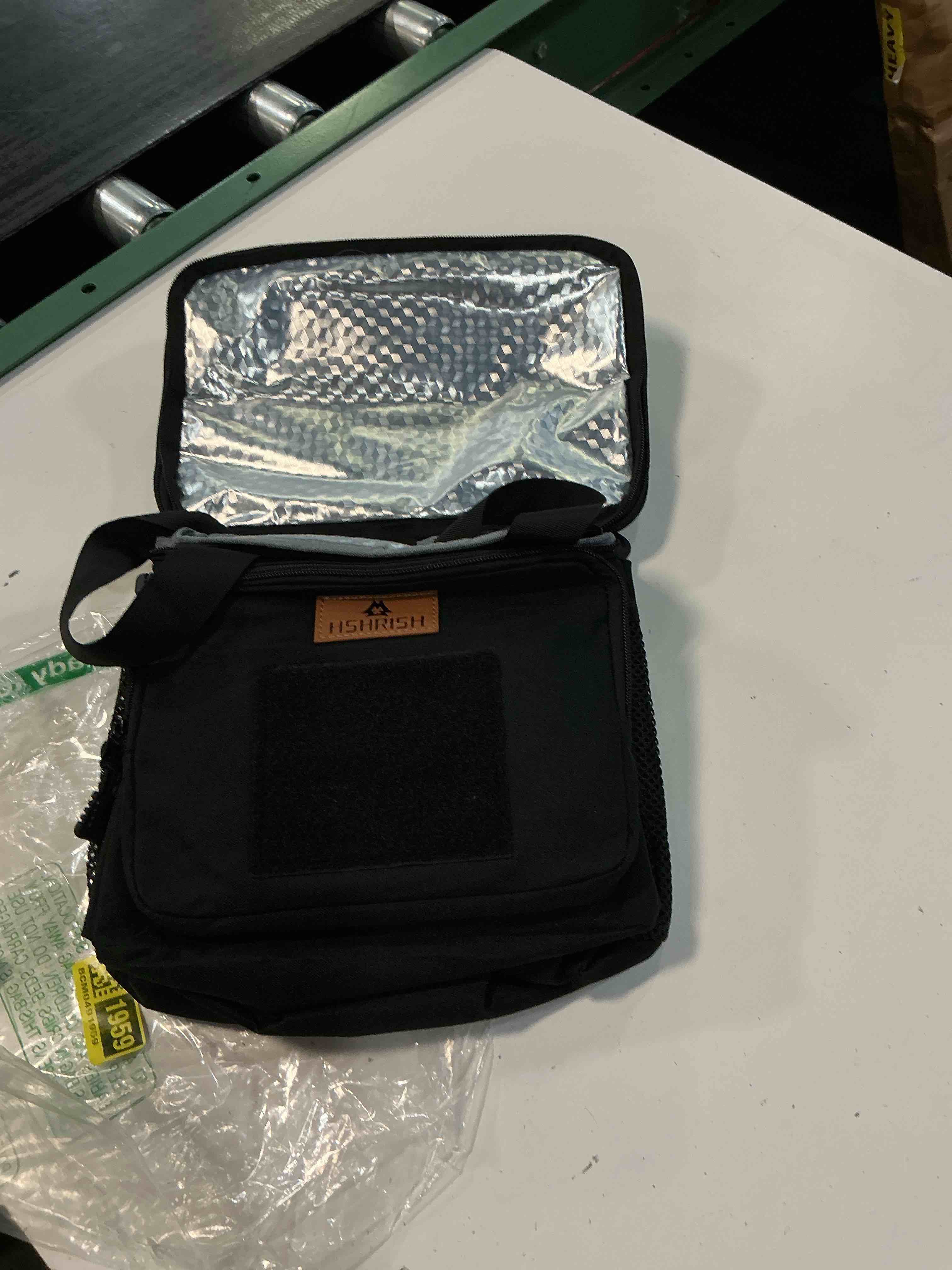 Condition photo showing As Is for hshrish tactical lunch box, large expandable insulated lunch bag, durable waterproof leakproof cooler bag for adults/men/women/work outdoor beach trips, 20 cans/15 l, black