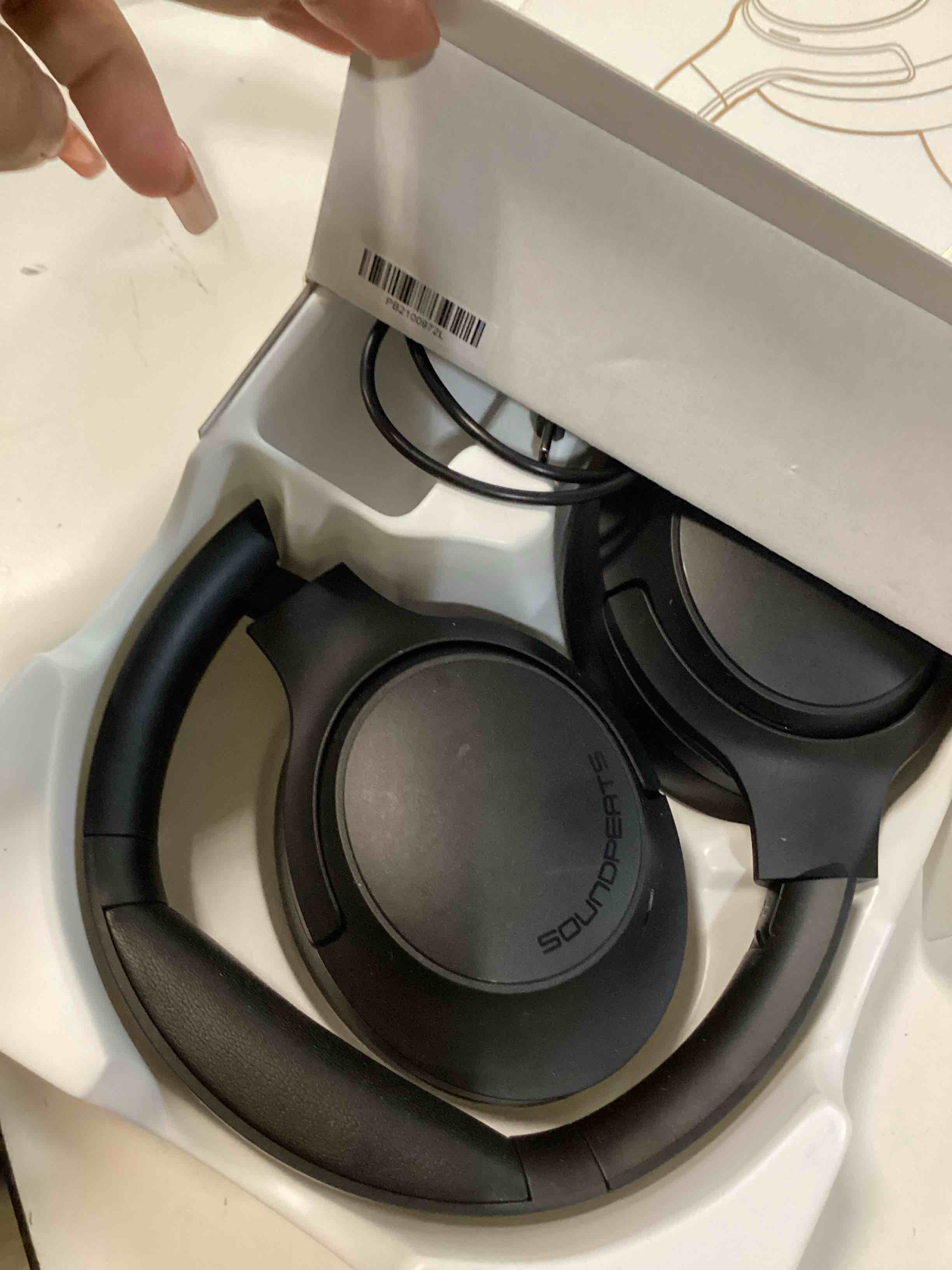 Condition photo showing As Is for soundpeats cove pro - over ear headphones - black | 56db adaptive noise cancellation, 95h battery for long flights, comfortable over-ear design, hi-res audio & clear calls