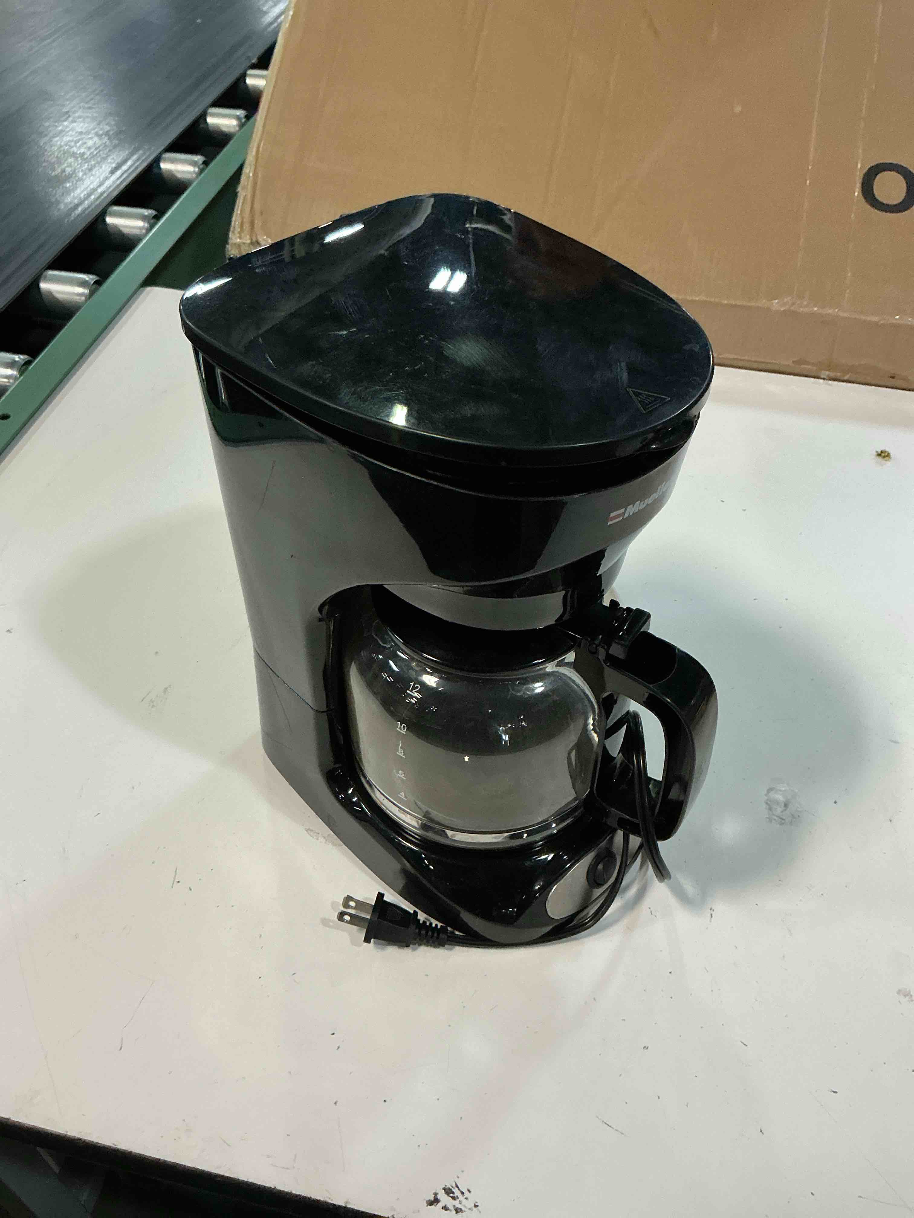 Condition photo showing As Is for mueller 12-cup drip coffee maker | borosilicate carafe, auto-off, reusable filter, anti-drip, keep-warm function black