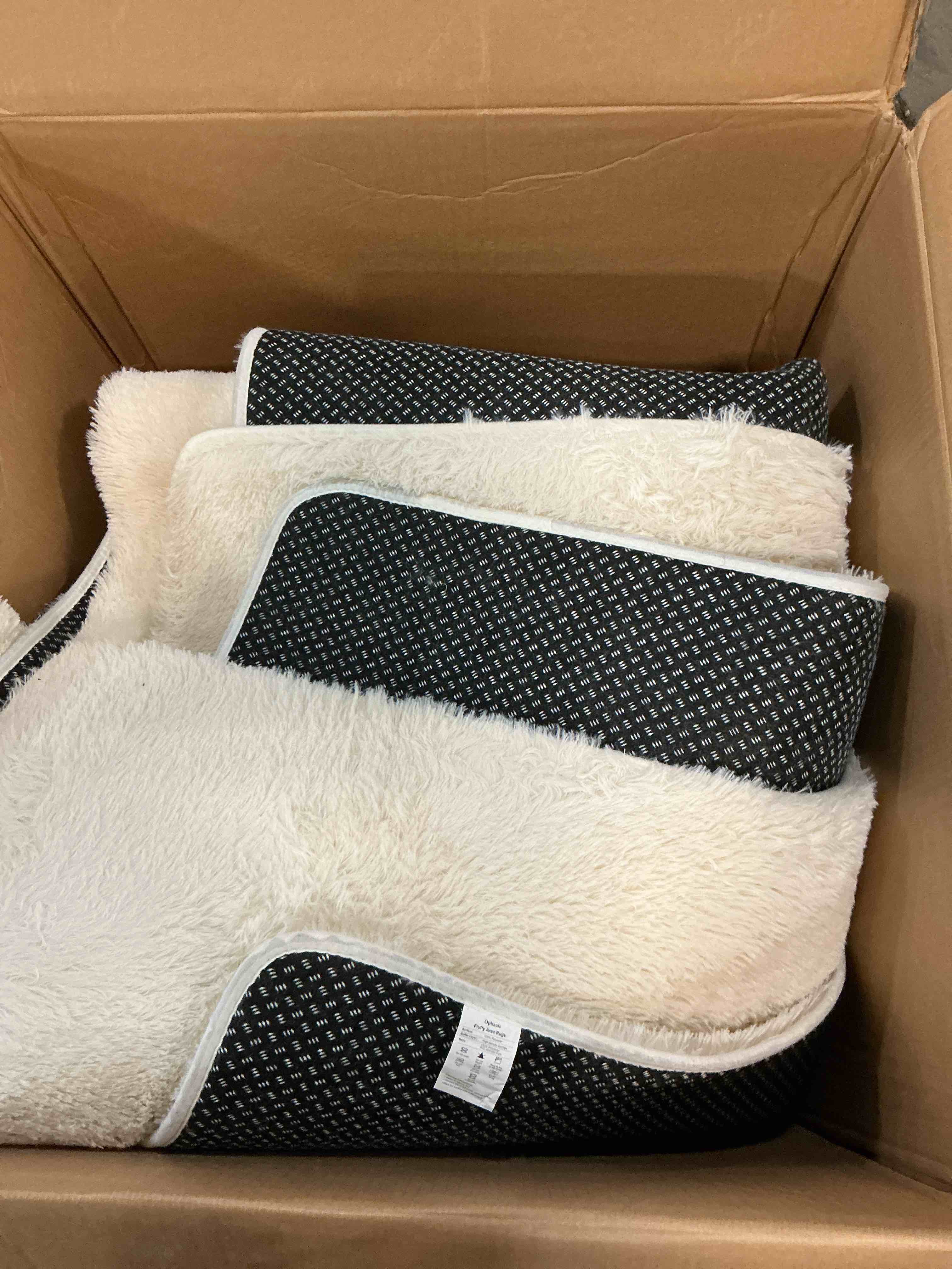 Condition photo showing As Is for white fluffy area rugs for bedroom - 8x10 soft plush shag rug for living room nursery kids room - non slip fuzzy shaggy floor carpets for girls boys play room dorm decor,cream white cream white 5' x 7' (rectangular)
