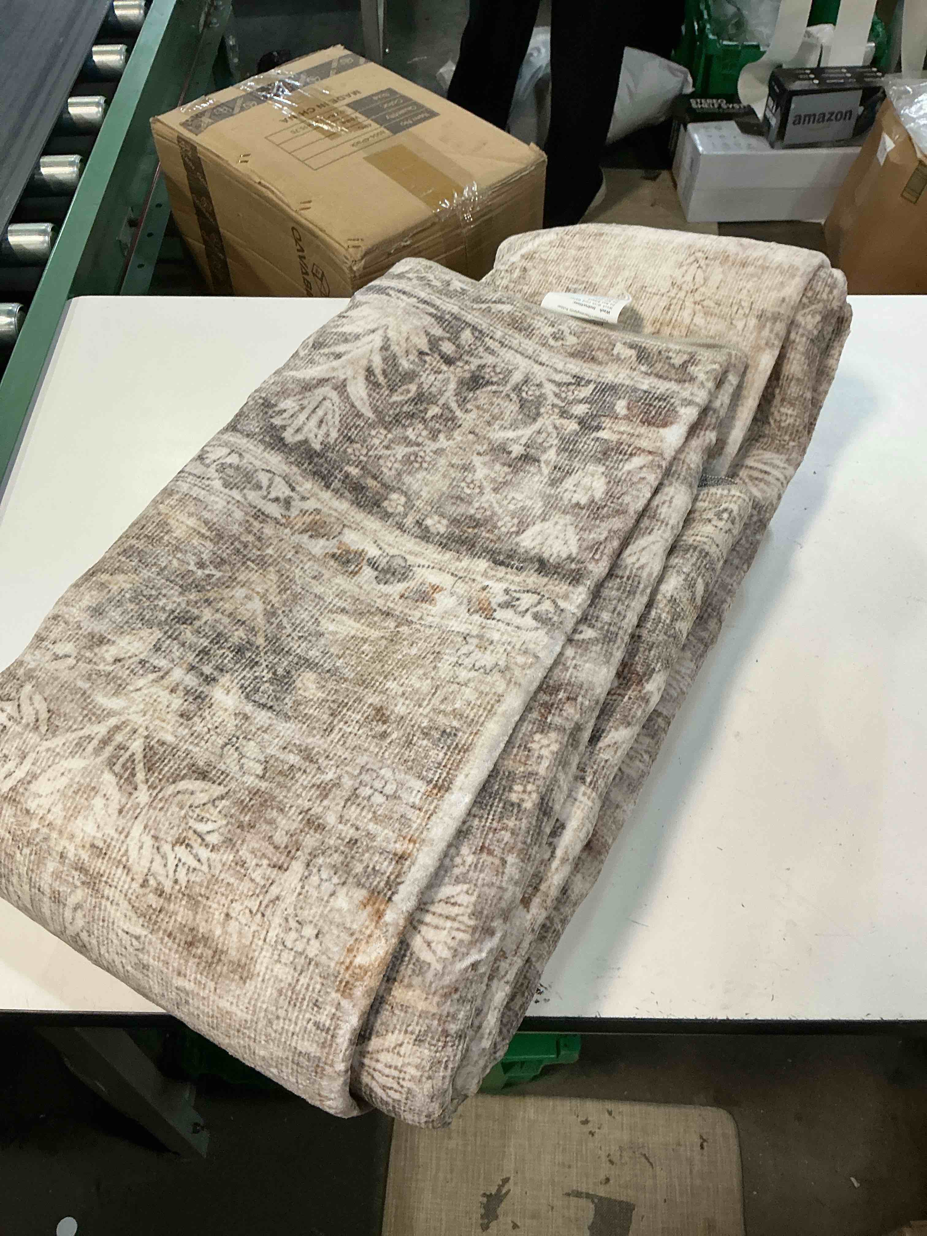 Condition photo showing As Is for berthmeer 8 x 10 area rug, vintage oriental distressed design, non slip