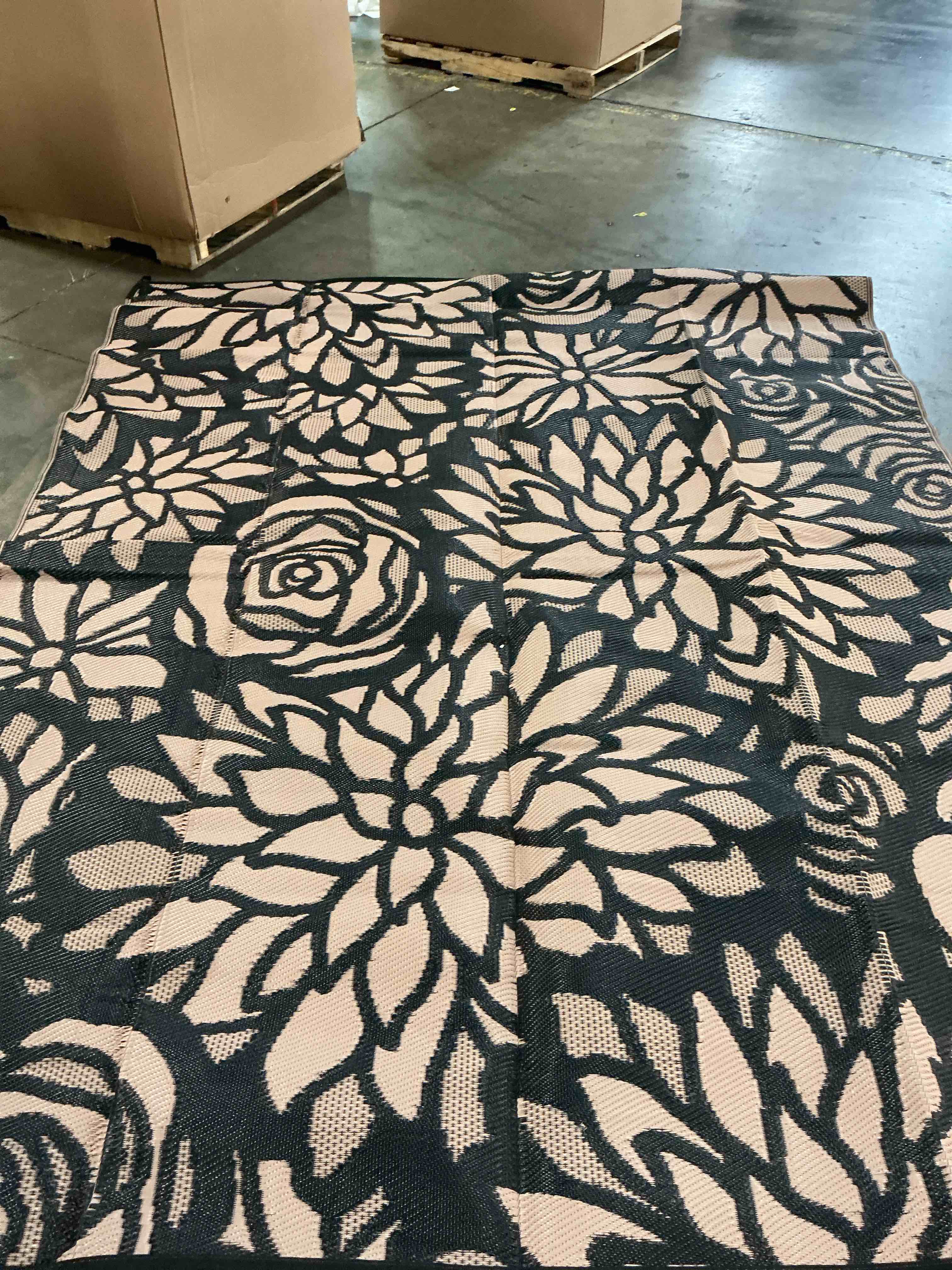 Condition photo showing As Is for berthmeer 9'x'2 brown outdoor rugs on clearanc waterproof plastic straw rv patio rugs for deck camping beach picnic garden and balcony
