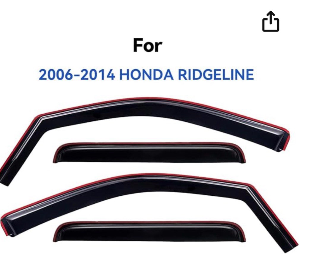 slim in-channel style acrylic window visors for 2006-2014 honda ridgeline