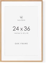 Hongkee 24x36 Poster Frame Set of 2, Rustic Brown Wood Style - Display 20x30 Picture with Mat or 24 x 36 Poster without Mat, Wall Mounting Horizontal and Vertical