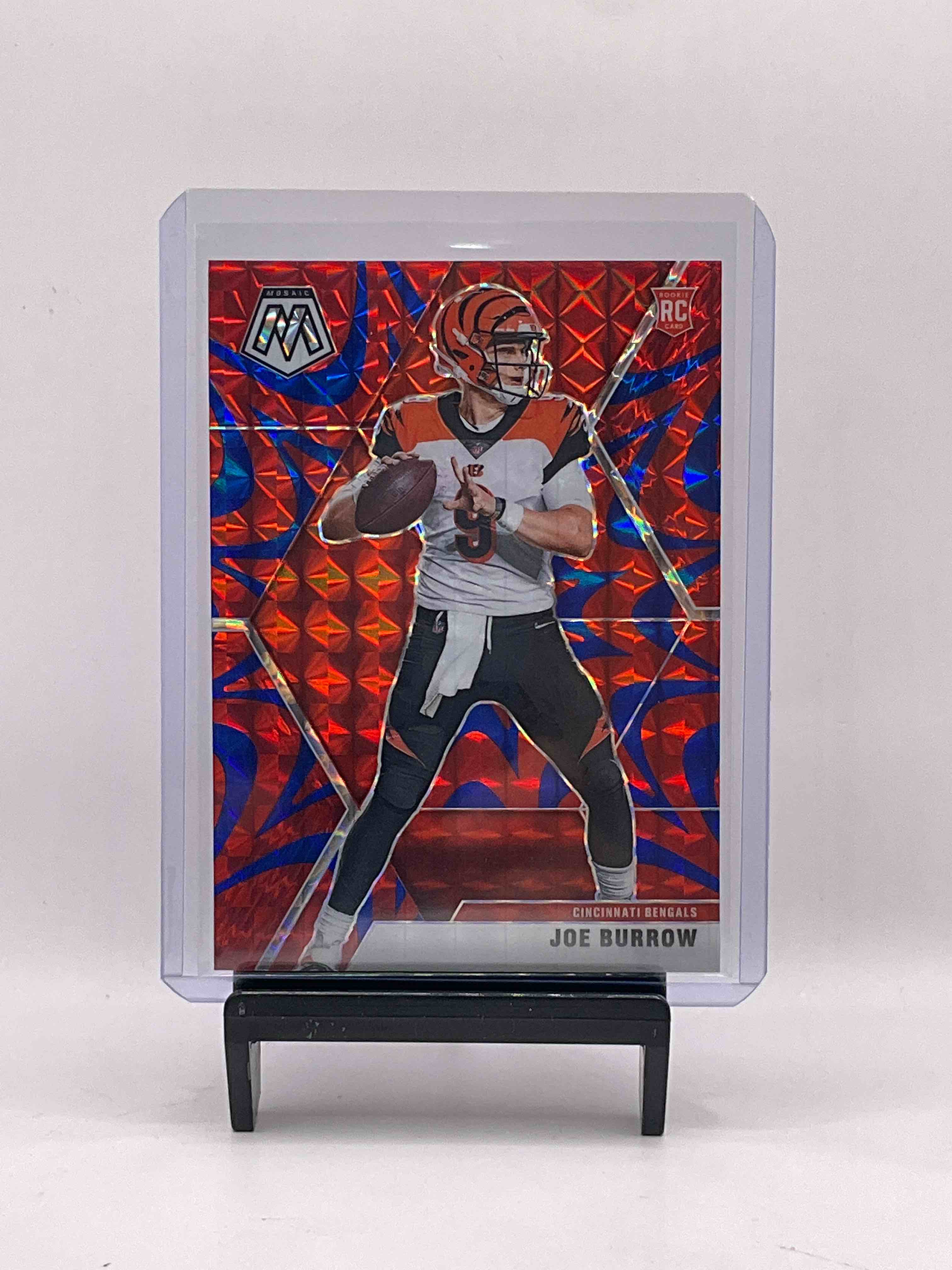 Incredible Red & Blue Splash Joe Burrow Mosaic Mint Condition Rookie! Insanely Good Card In Insanely Good Condition… Also, Joe Burrow Vortex & Dominators Refractor Cards! All Mint!