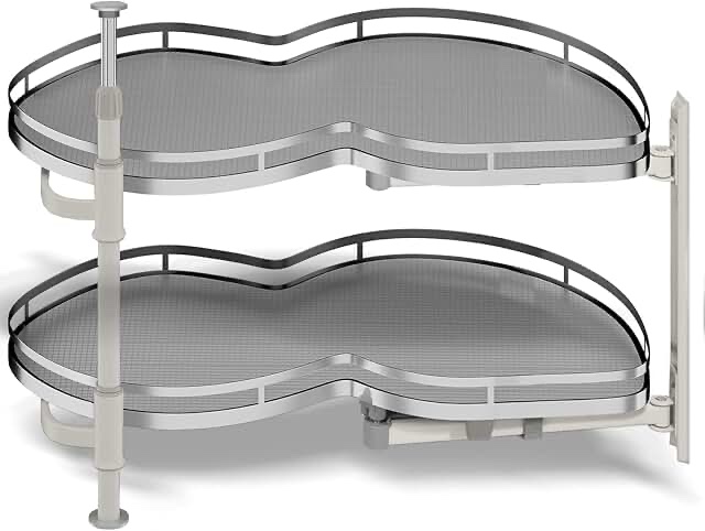 Kinchoix Blind Corner Cabinet Pull Out Organizer, Soft Close Swing Right Pull Out Cabinet Organizer 36inch, Corner Cabinet Lazy Susan for Corner Cabinet Blind Shelf, 2 Tiers Tray, Adjustable Height