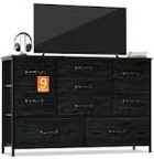 Furnulem Wide Dresser with 9 Large Drawers for 55'' Long TV Stand Entertainment Center,Wood Shelf Storage for Bedroom,Living Room,Closet,Entryway,Sturdy Metal Frame ï¼ˆBlack Oakï¼‰