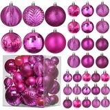 Christmas Ball Ornaments 36 pack fuchsia