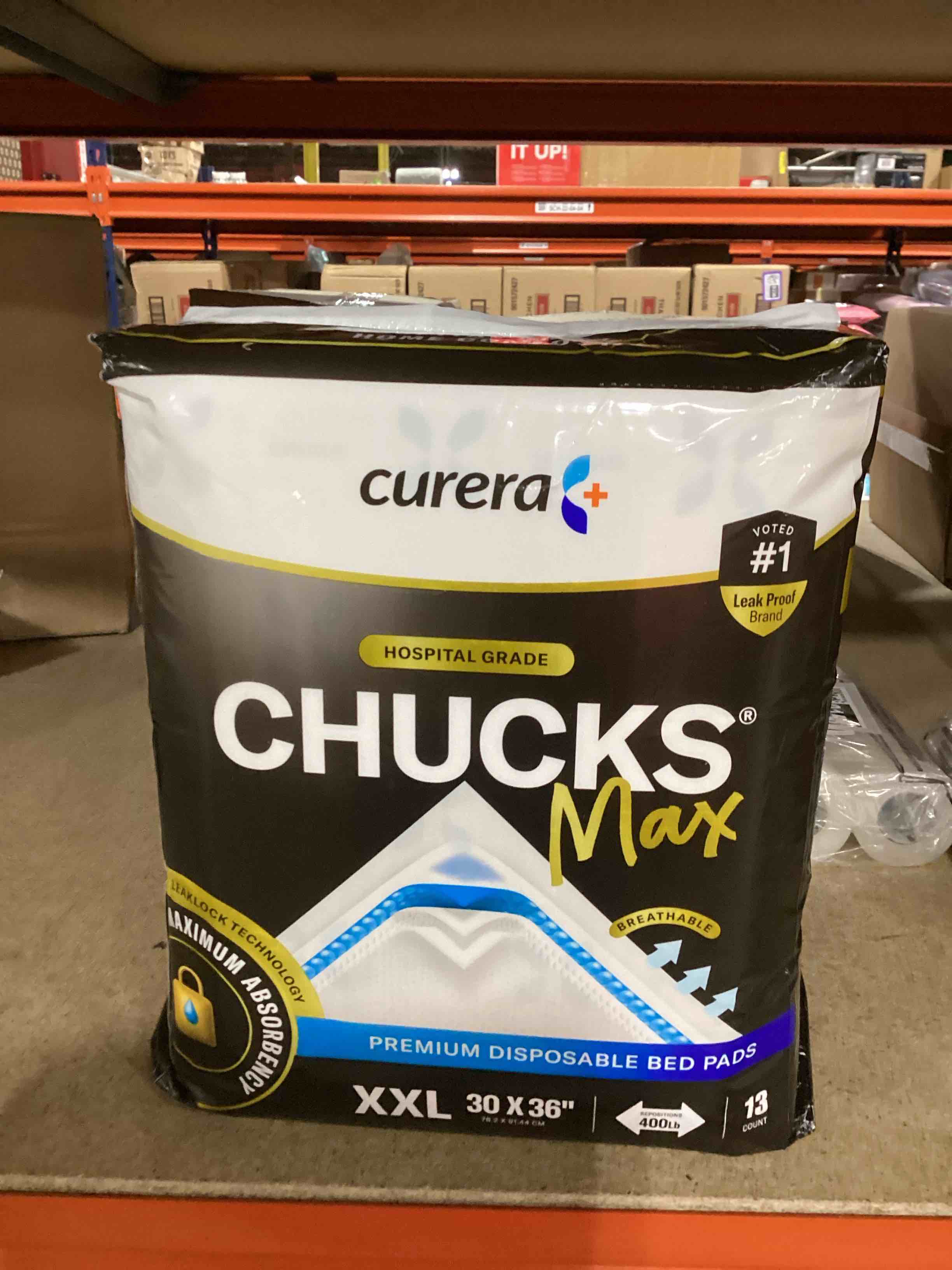 Chucks MAX Hospital Bed Pads Disposable Adult 30 x 36 Breathable Incontinence Pads - XX-Large Pee Pads for Elderly Adults - Heavy Duty Absorbency Underpads - 400 Lbs. Patient Repositioning [13Pads]