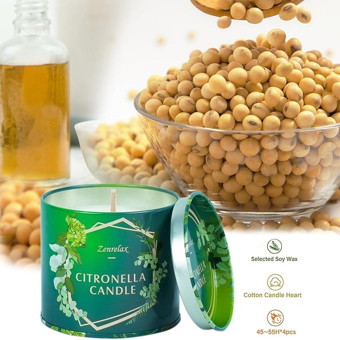 4 pack Zenrelax citronella candles