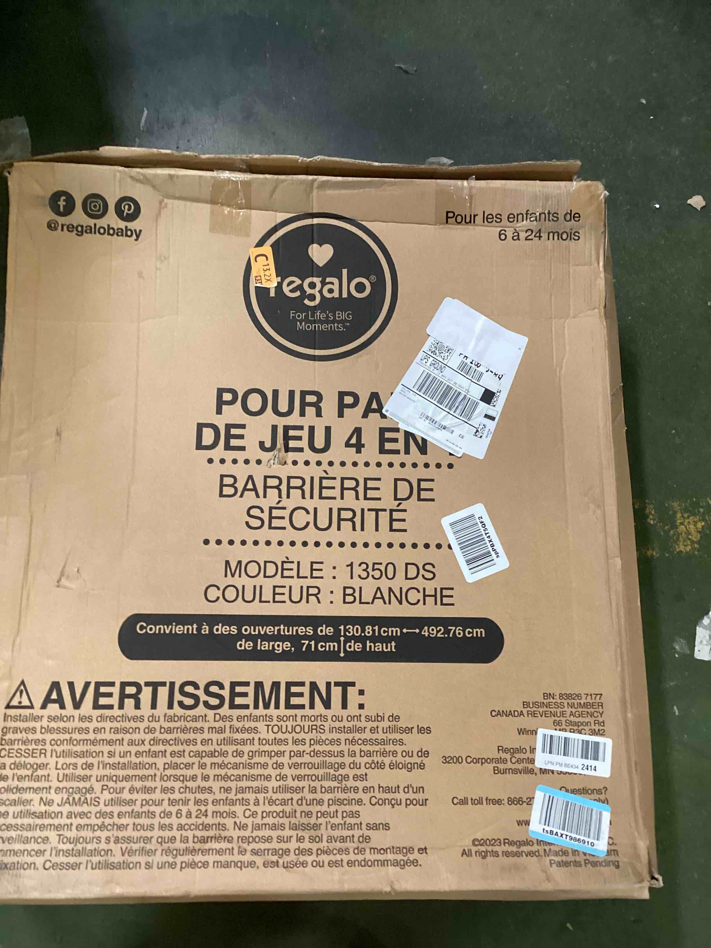 Regalo 192Inch Super Wide Adjustable Baby Gate and Play Yard, 4In1