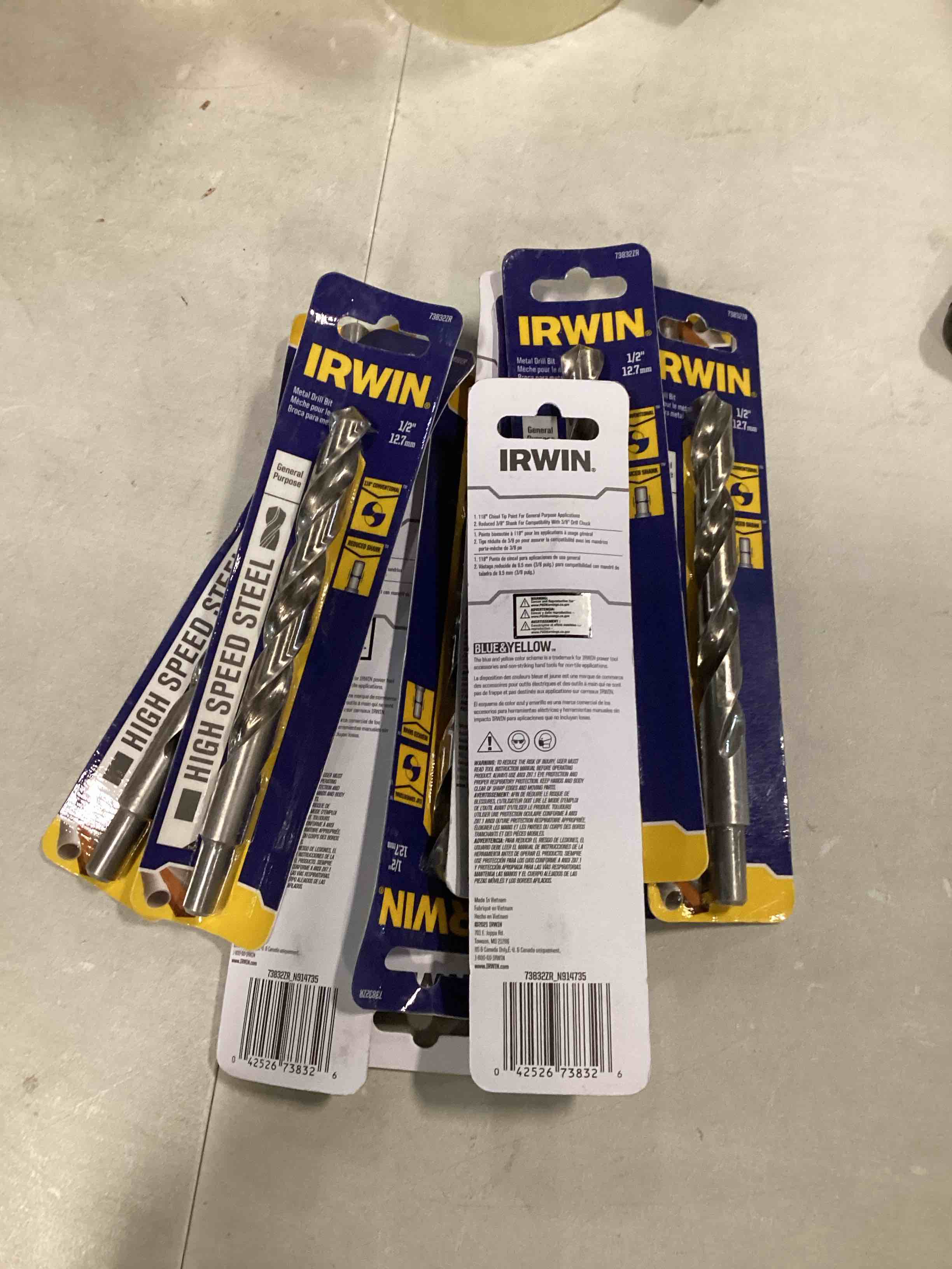 IRWIN 73832 1/2 General Purpose HSS 3/8 Reduced Shank Fractional