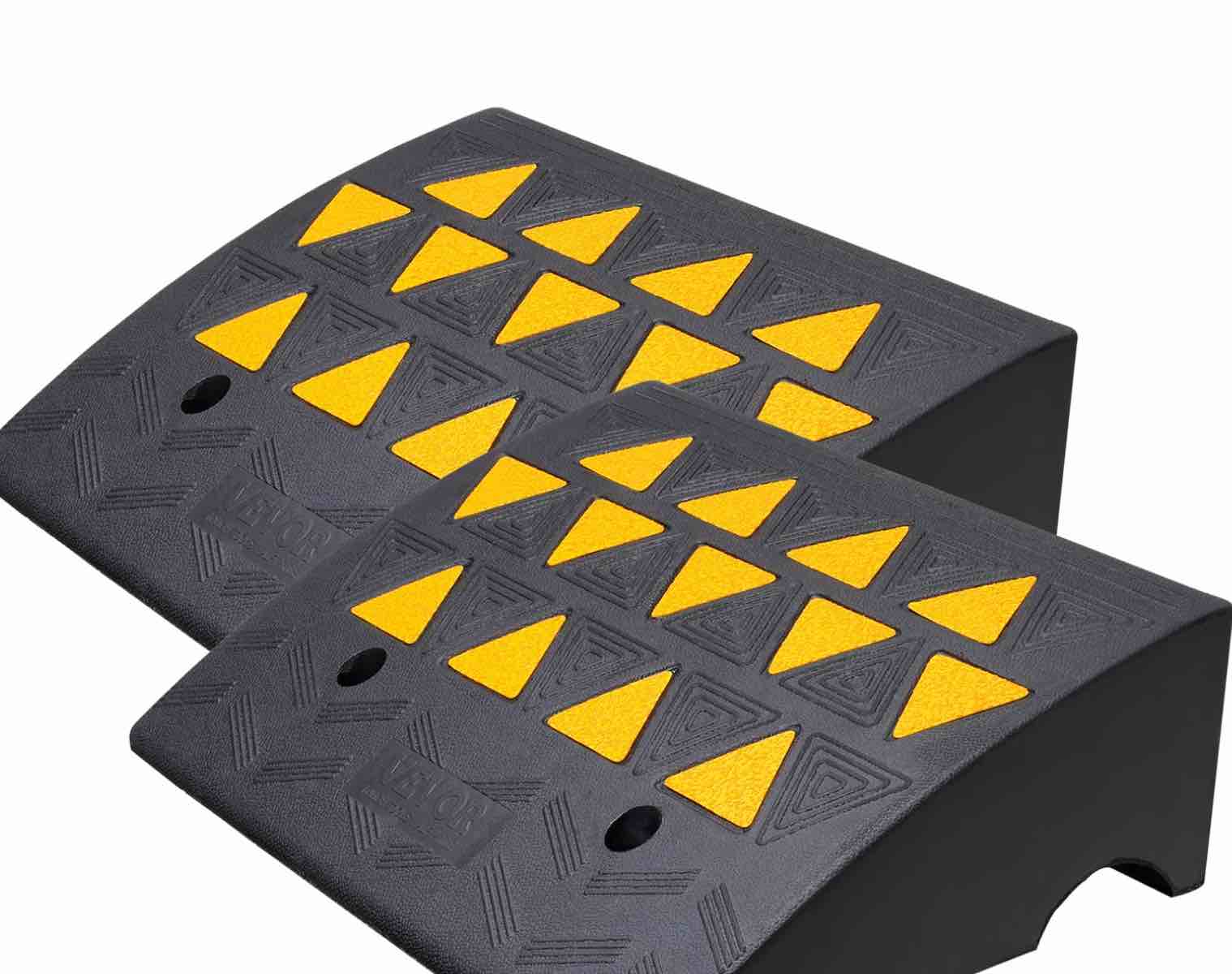 VEVOR Rubber Curb Ramp, 6" Rise Height 2 Pack, Heavy-Duty 33069 lbs/15 T Capacity Threshold Ramps, 19" L x 15" W Driveway Ramps with Stable Grid Structure for Cars, Wheelchairs, Bikes, Motorcycles
