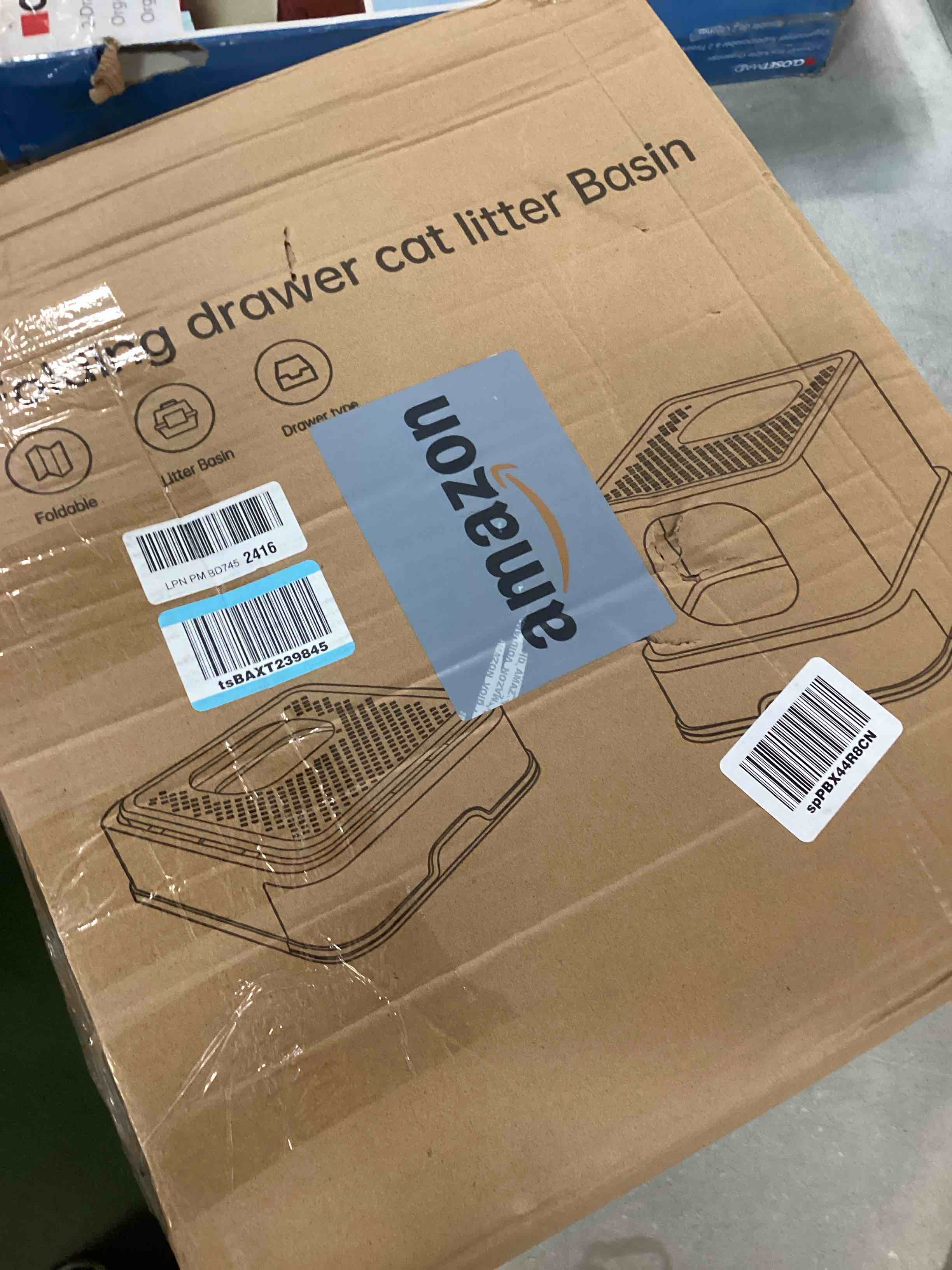 RIZZARI Enclosed Cat Litter Box with Lid, Large Foldable Litter Box