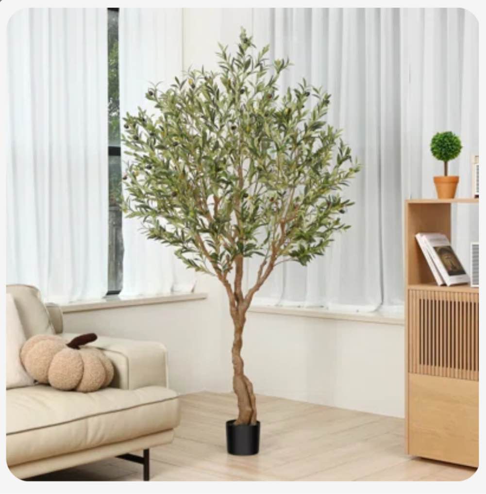 Adcock Faux Olive Tree in Pot, Artificial Olive Plants for Home & Office, Potted Olive for Decor